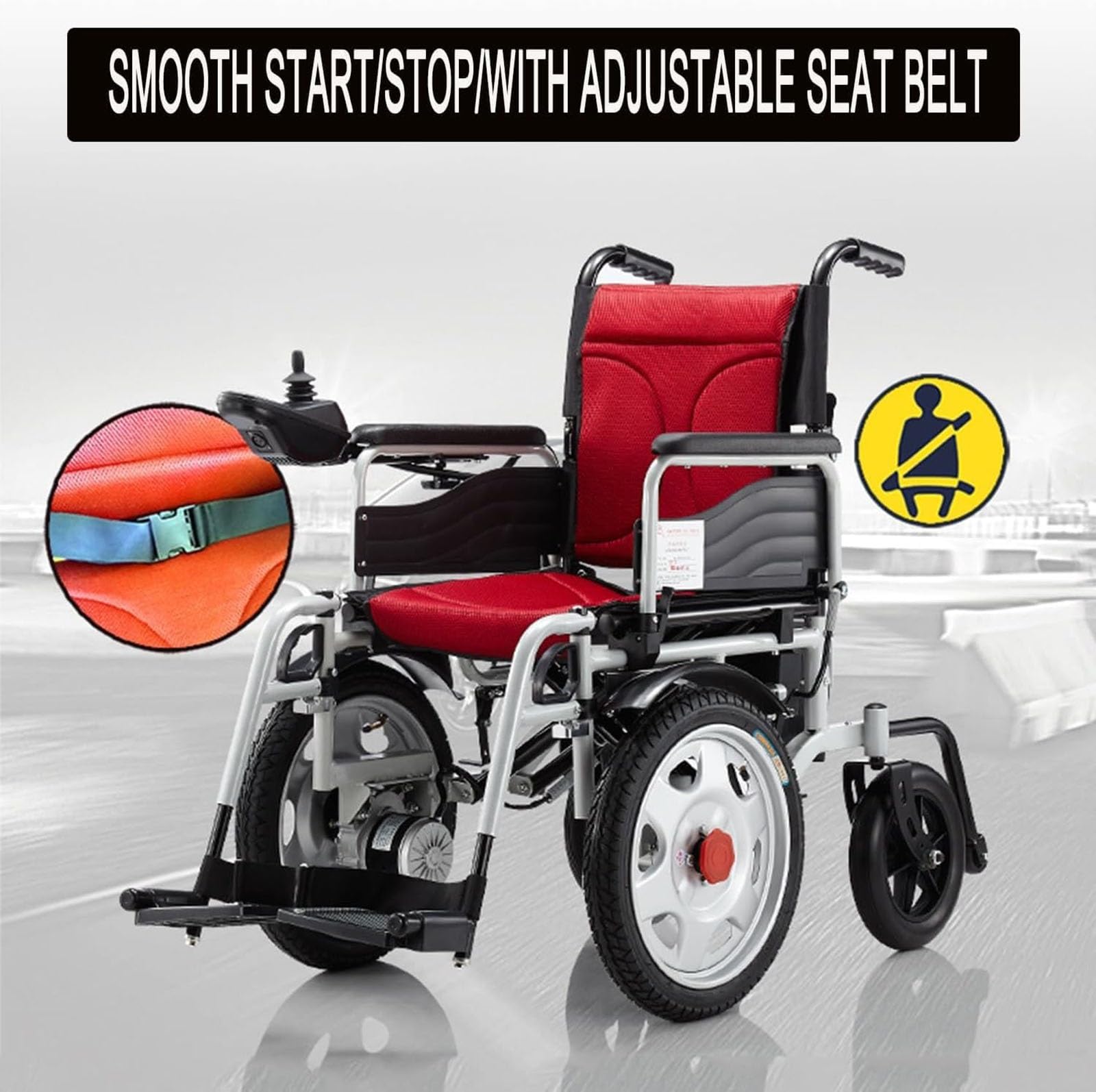 Silla de Ruedas eléctrica Plegable, Anciano Plegable Ayuda para discapacitados Coche Anciano Compacto Inteligente Portátil Ligero Ligero portátil (Size : A)