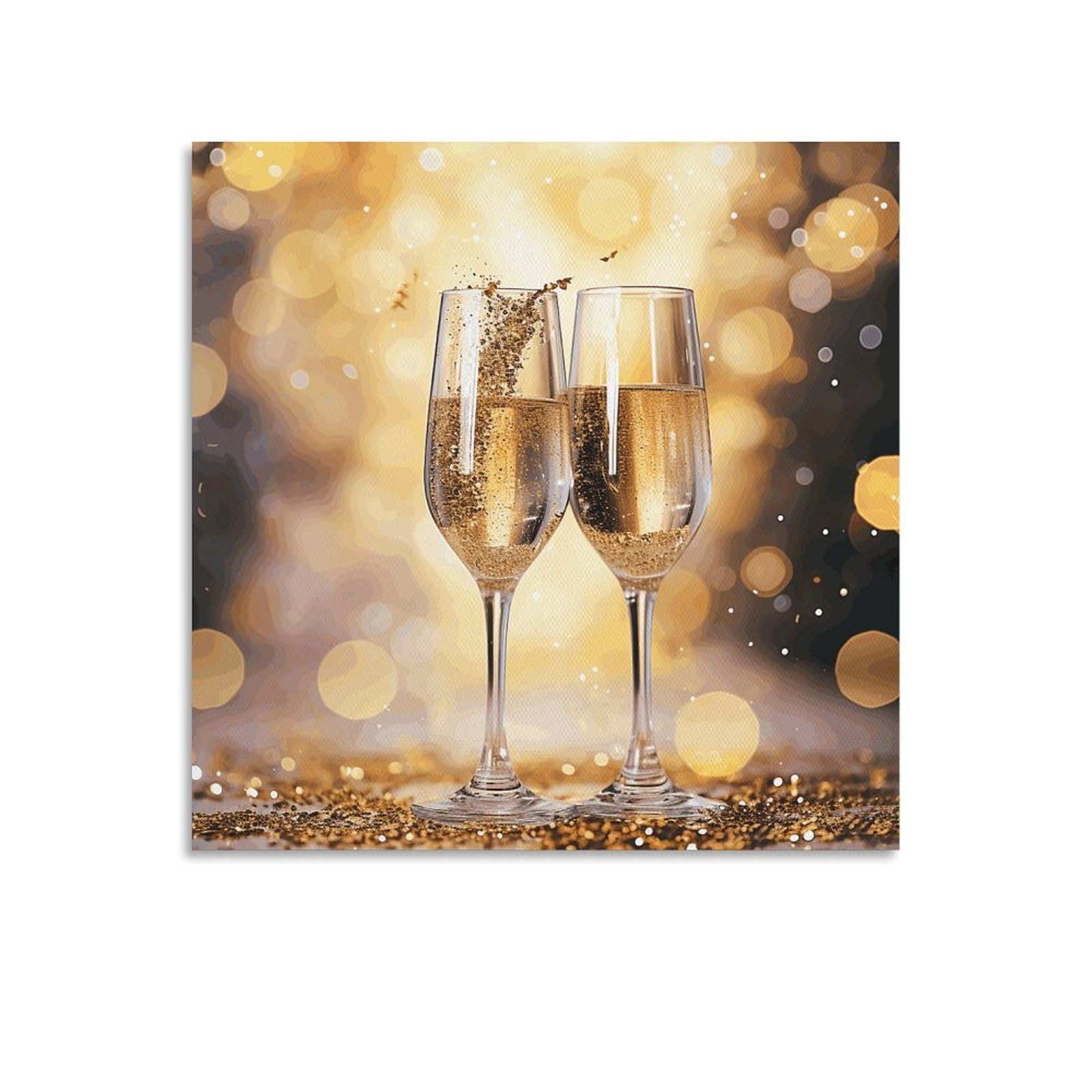 Toile murale abstraite moderne champagne salon 70x70 - 6