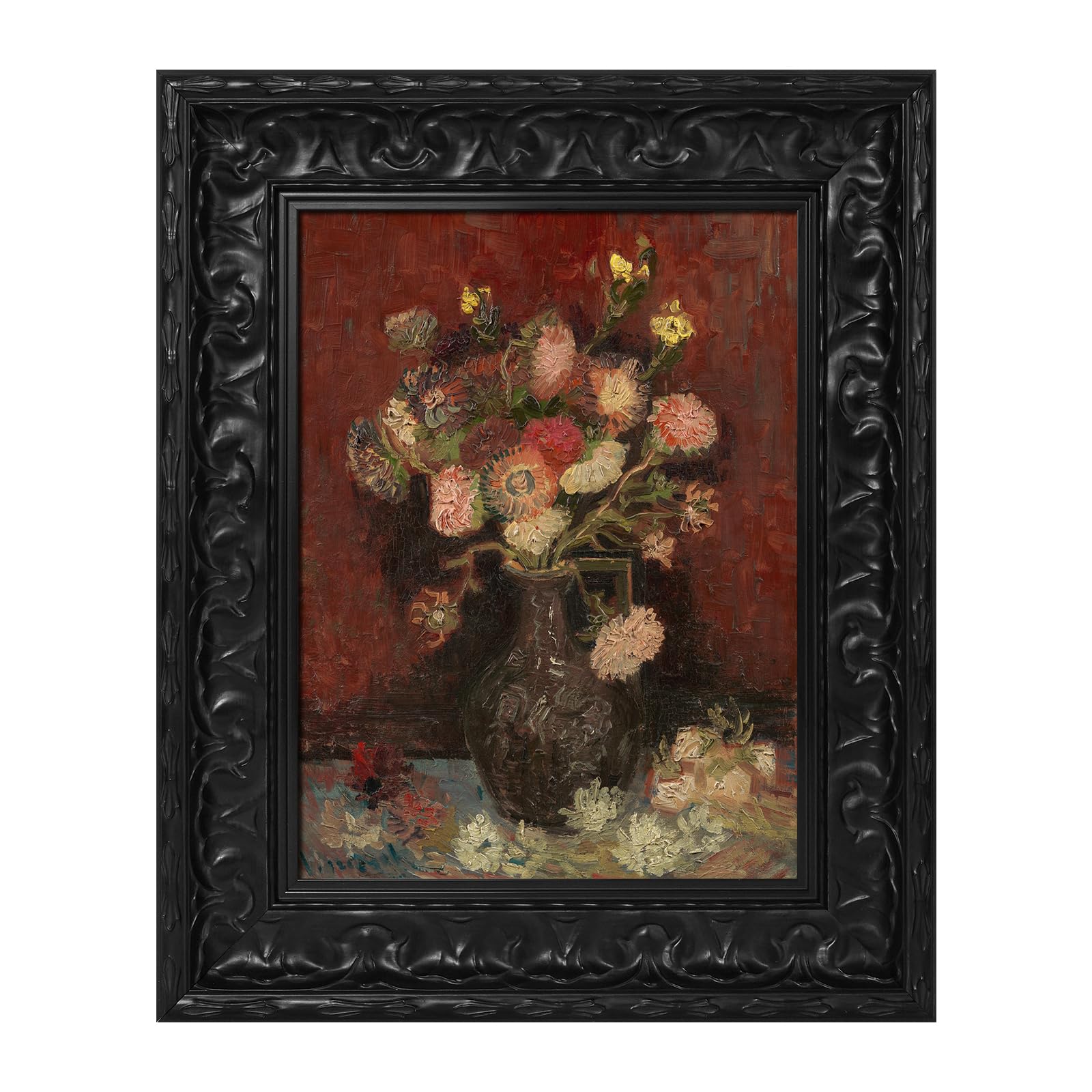 Antique DIY Wood Frame for 20x24 Canvas Paintings, No Front & Back, 2.6" Wide Vintage Frames For Baroque Victorian Wall Art Prints Class Artwork Designer, Home Office Gallery Decor (Black)