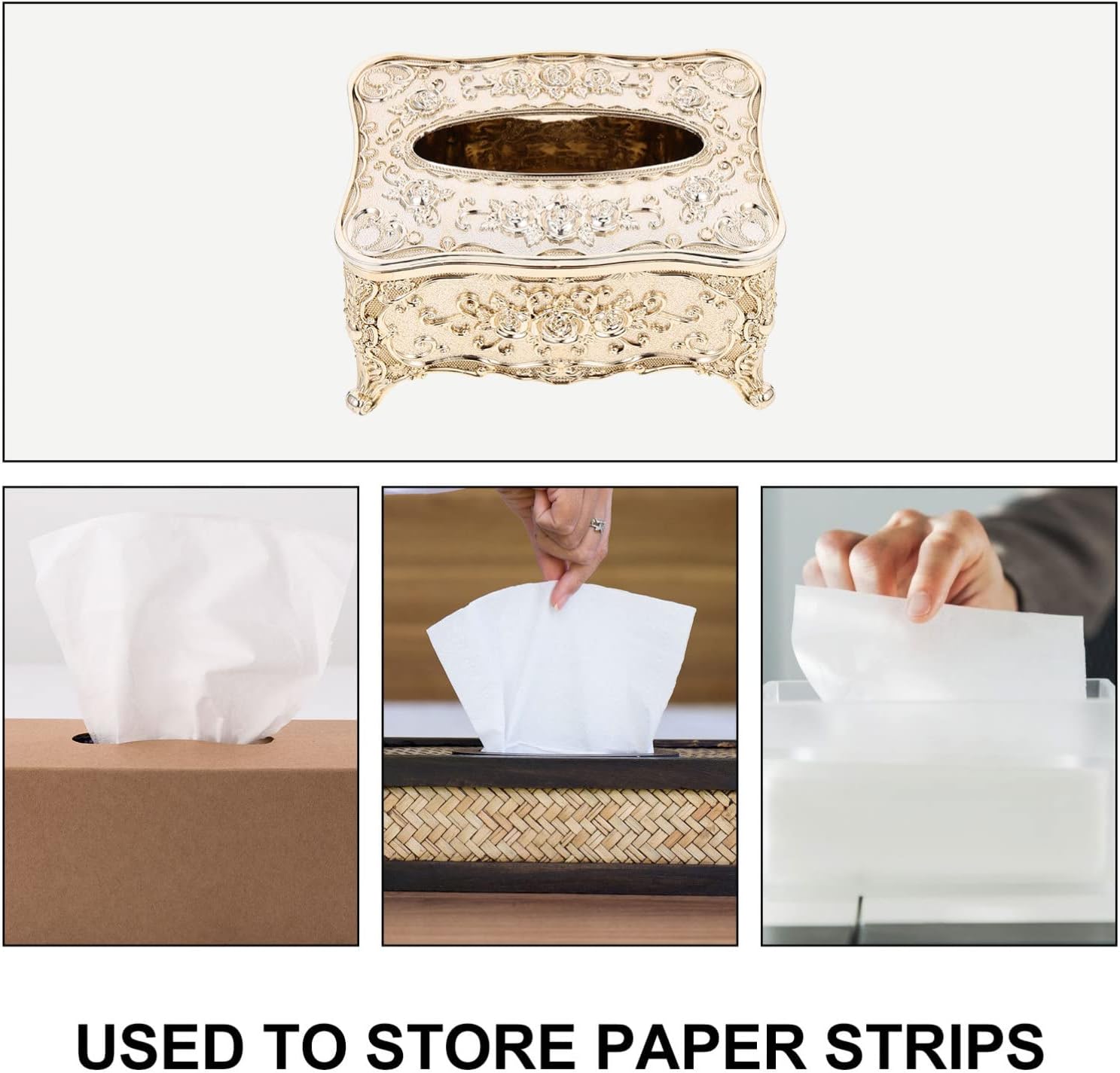 Cabilock Elegant European Style Tissue Box Acrylic Napkin Holder for Home Decoration Bathroom Kitchen Office Vintage Tissue Container for Easy Access and Organization