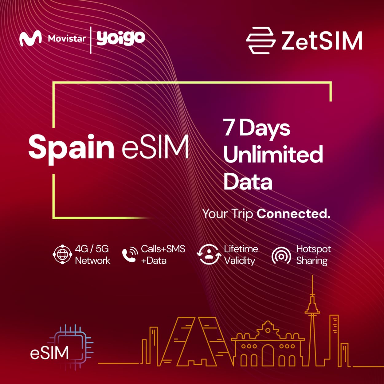 Spain Local eSIM |7 Days Unlimited Data | 4G/5G High-Speed Data | One SIM for Lifetime | Instant QR Code Activation | Easy App Top-Up | Hotspot Sharing | No Contract Requried-image-24