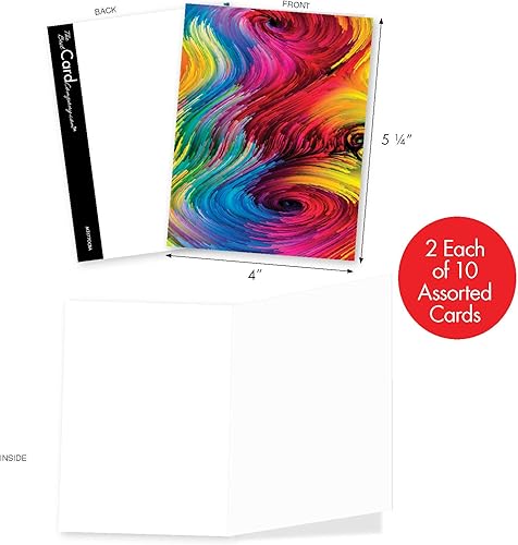 Miniatura 2 de The Best Card Company - 20 tarjetas de notas en blanco en caja (4 x 5.12 pulgadas) - Divertidos patrones surtidos (10 diseños, 2 de cada uno) -