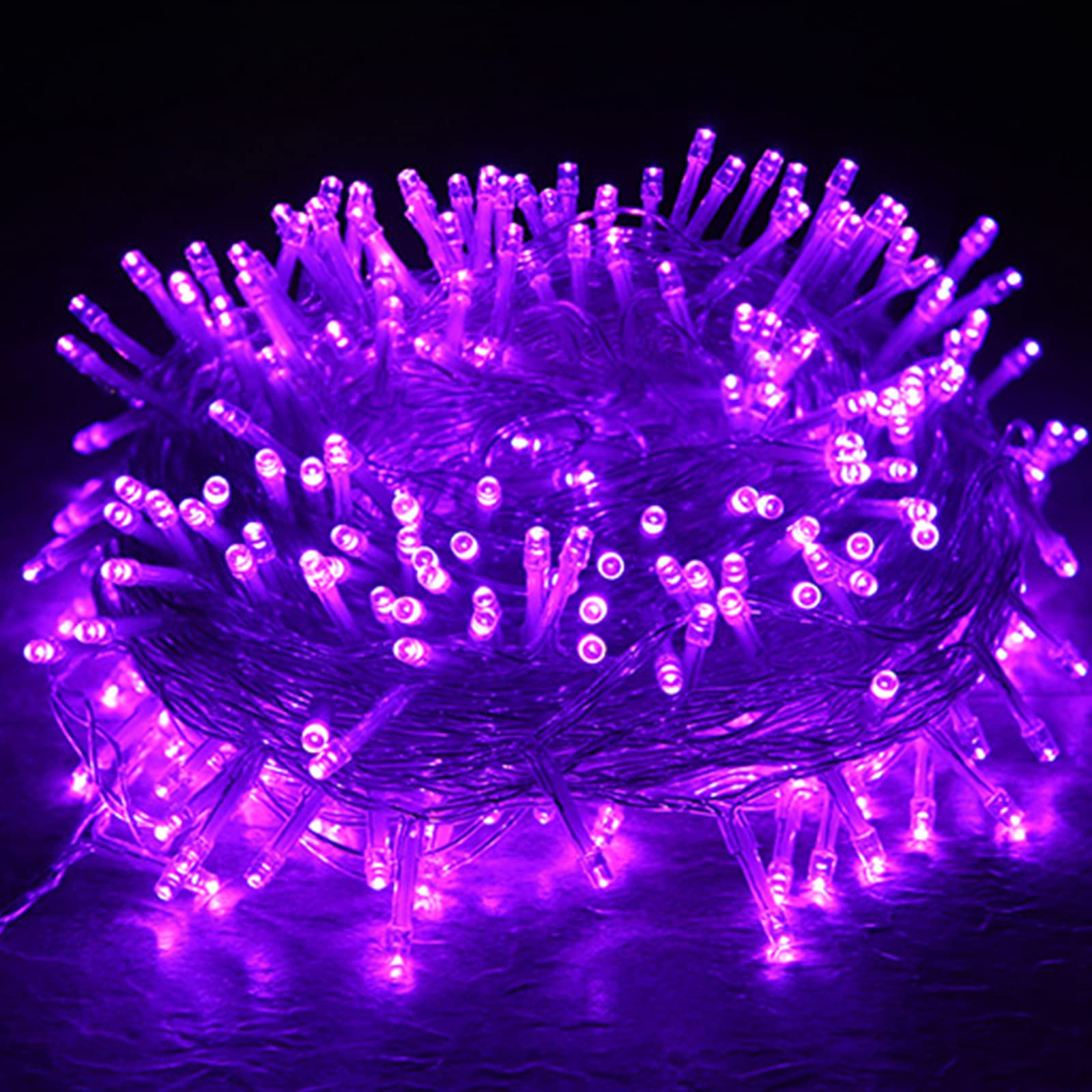 Zewnętrzna girlanda świetlna, 100 m, 1000LED, wodoodporna girlanda choinkowa, 8 trybów do dekoracji ogrodu, podwórka, domu, na Boże Narodzenie, wesele, fioletowy