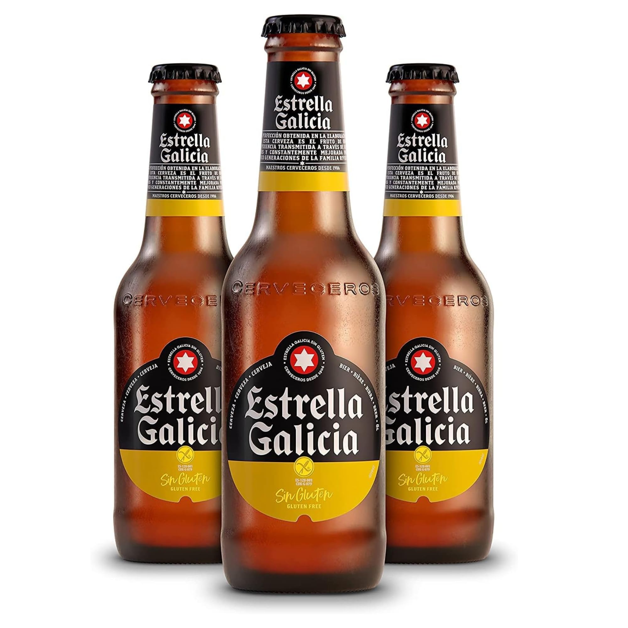 Estrella Galicia Sin Gluten - Cerveza Lager, Pack 24 x 25 cl, 5,5% Vol