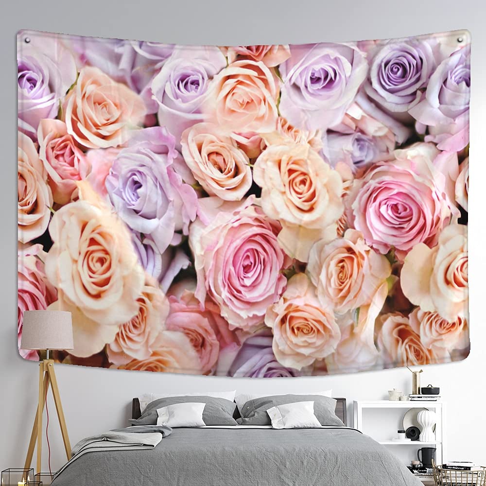 Fiori floreali arazzo appeso a parete stile naturale pianta arte decorazioni per la casa (W)230×(H)180CM
