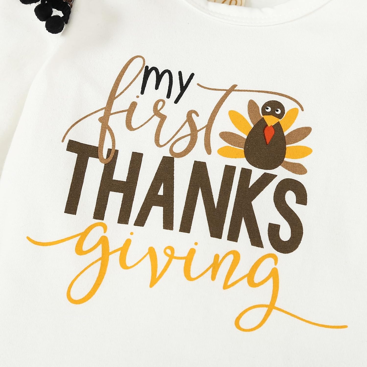 Noubeau My First Thanksgiving Outfits Newborn Ruffle Long Sleeve Romper Grid Suspender Skirt Headband Leg Warmmer 0-18 Months