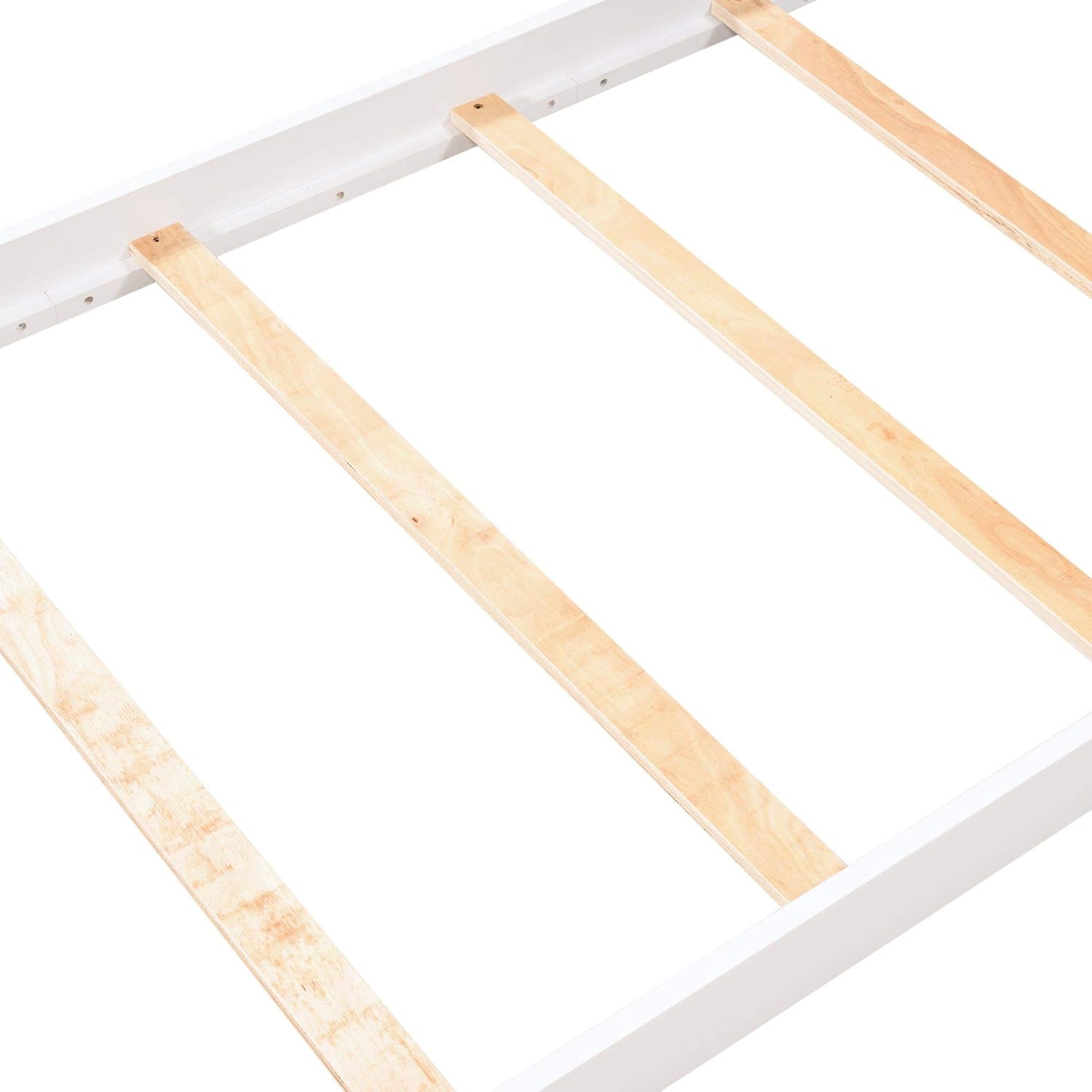 Wooden House Bed, Twin Bed Frame with Roof for Teens Girls Boys, Bedroom Guest Room No Spring Box Needed (White)