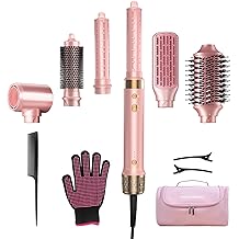 StyleVibe 6-in-1 Air Styler, Hair Dryer &amp; Blow Dryer Brush with Travel Case - Auto Wrap Curls (L/R), Fast Drying, Thermal Round Brush for Smooth Blowouts &amp; Frizz-Free Volume, No Heat Damage