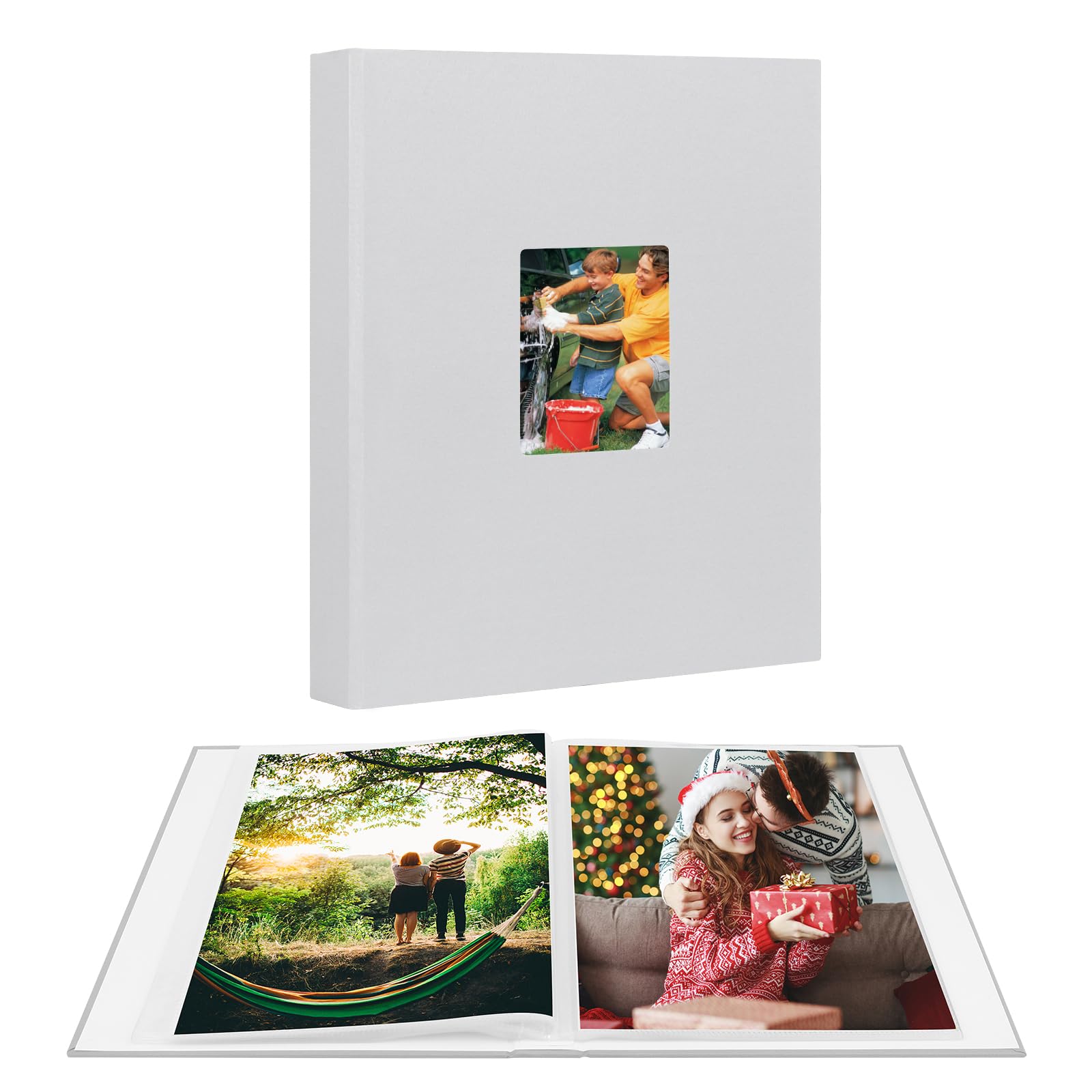 Aevdor Album Photo De 21,6 X 27,9 Cm Pour 68 Photos, 21,6 X 27,9 Cm, Couverture En Lin Avec Fenêtre Avant, Album Photo De 21,6 X 27,9 Cm Pour Photos