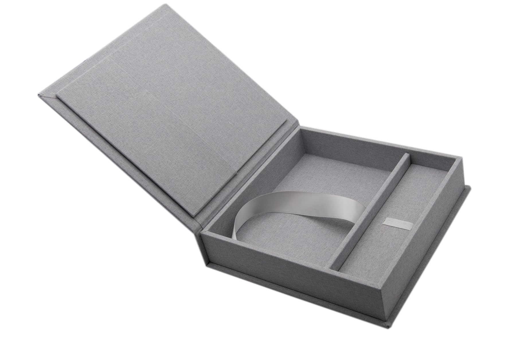 Élégante boîte à photos, avec fente USB, pour clés USB et tirages photo, 13 x 18 cm (sans USB), boîte de rangement, boîte de rangement, boîte à souvenirs, cadeau photo (gris, 21 x 21 x 5 cm)