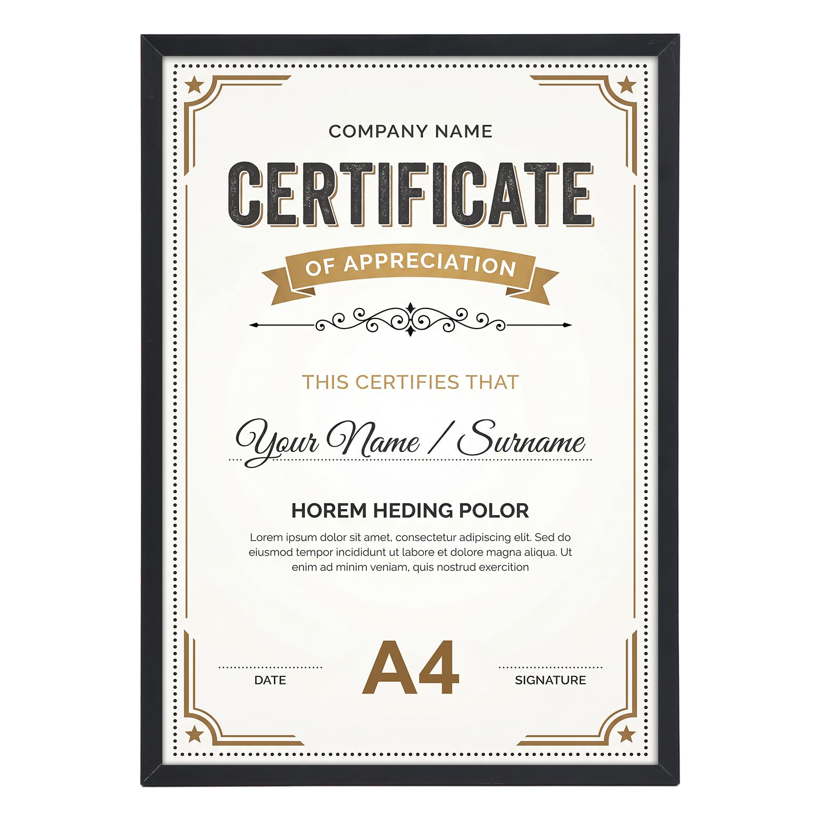 Giftgarden Black Aluminium A4 Picture Frame with Anti-Mould Backing, A4 Photo Frame for Certificates, Posters, Art Prints, Suitable for Tabletop or Wall Display