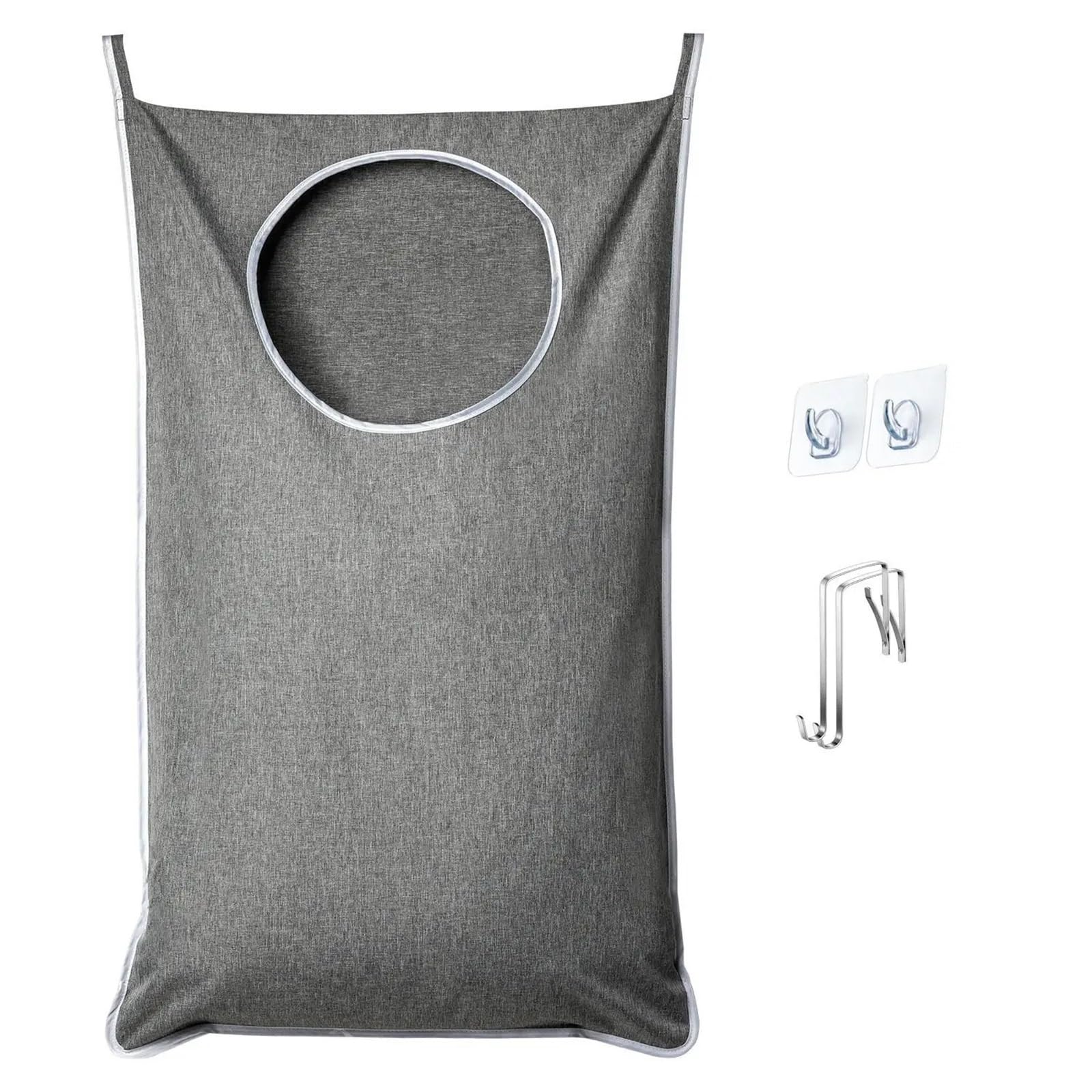 Sacco Per Bucato Sospeso Cesto for la biancheria montato a parete | Borsa portaoggetti sul retro for appendere il cesto dei vestiti sporchi(Grey)
