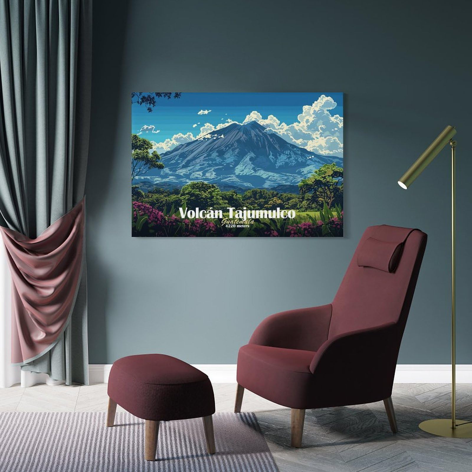 Junmoney Decorative Wall Artwork Volcán Tajumulco Guatemala, 24x36inch(60x90cm), for Home, Office, Studio Or Guest Room, A Flexible Wall Accent for Shared Spaces
