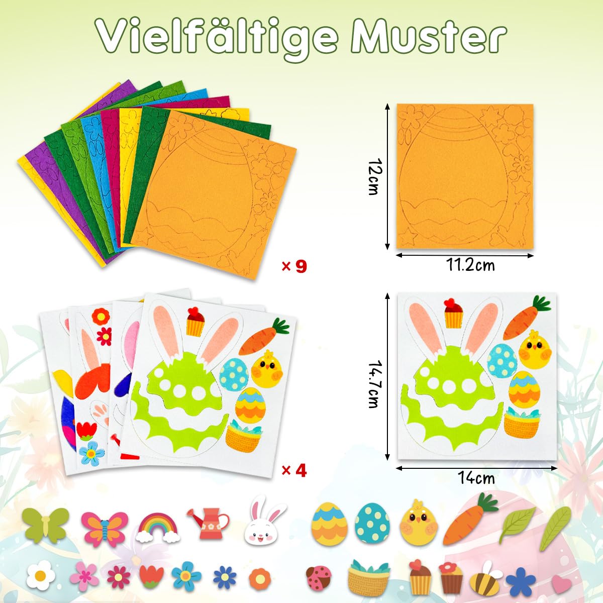Leesgel Ostern Bastelset Für Kinder – 24 Schaumstoff-Sticker Mit Strass Für Osterdekoration & DIY-Projekte