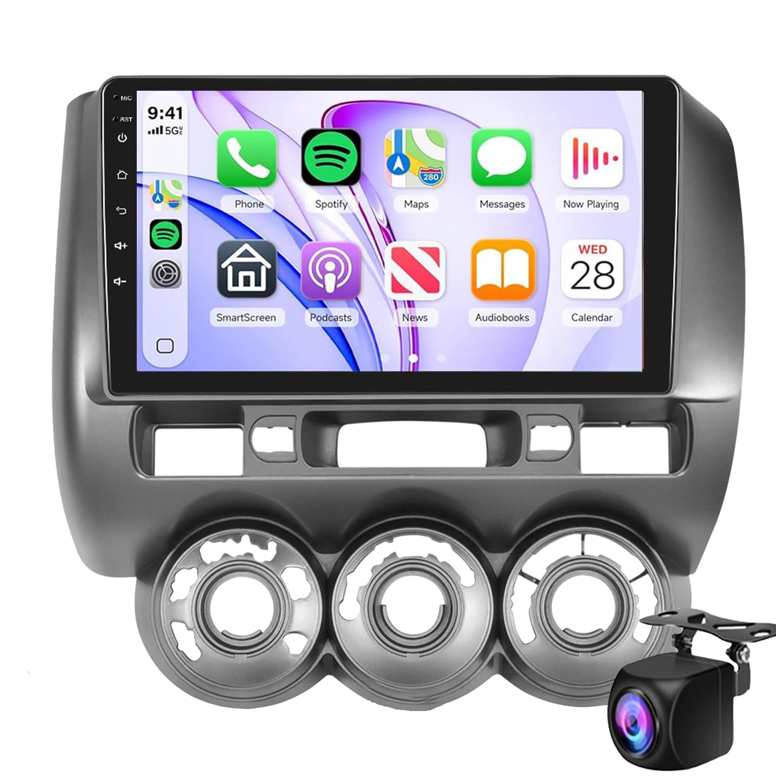 Radio Samochodowe Android 15 Do Hon-da Jazz 2002-2008 Z Wbudowanym Carplay I Android Auto Tylna Kamera MIC 9-calowe Radio Samochodowe IPS Z GPS Sterowaniem Z Kierownicy DAB WiFi Kam(Color:WIFI 2G+32G)