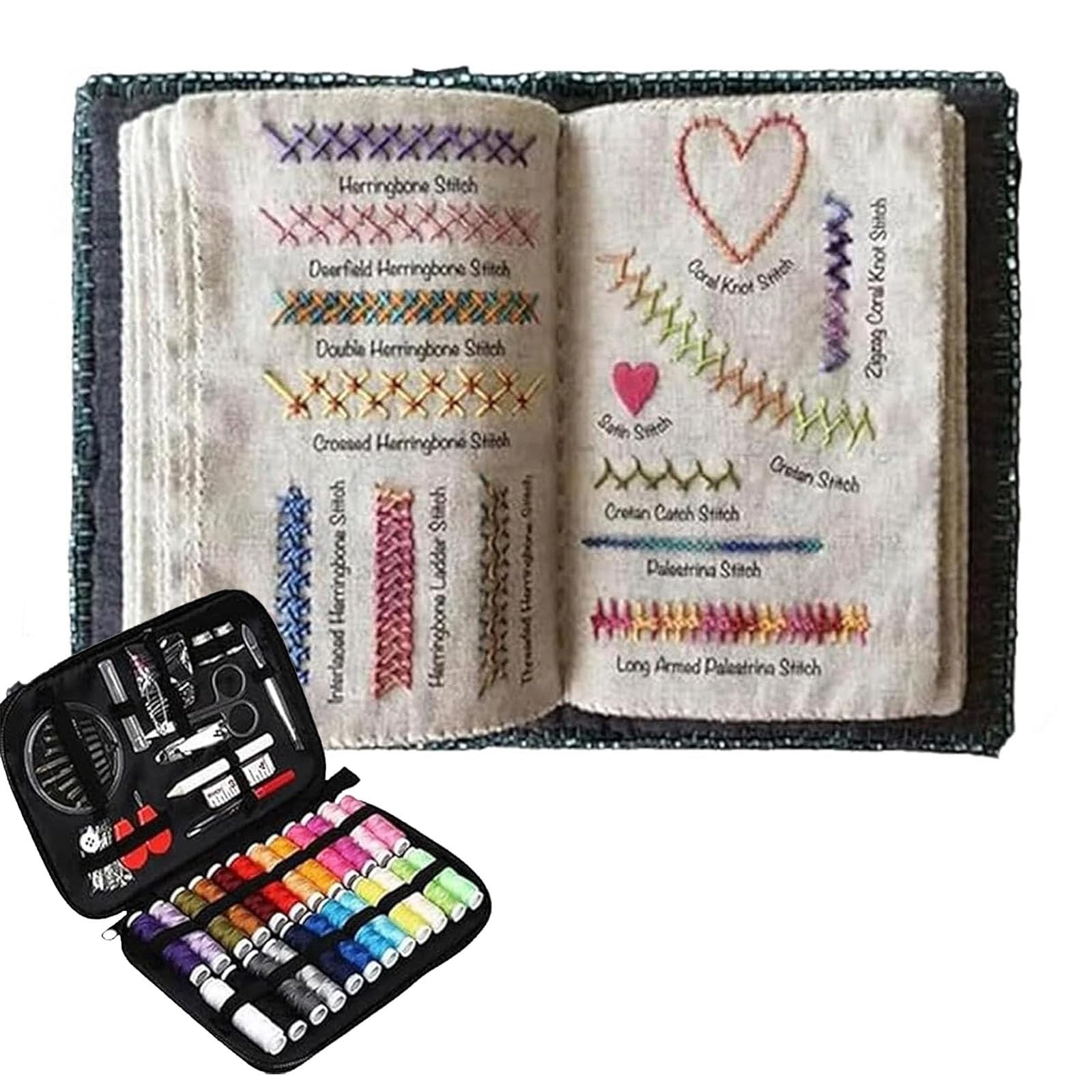 Aosrioylt Looma Book Embroidery, DIY Stitch Book, Beginner Embroidery Stitch Kit for Children, Sewing Books Creative Embroiderys Stitches for Adult Beginners and Embroiderys Lovers(1 Set)