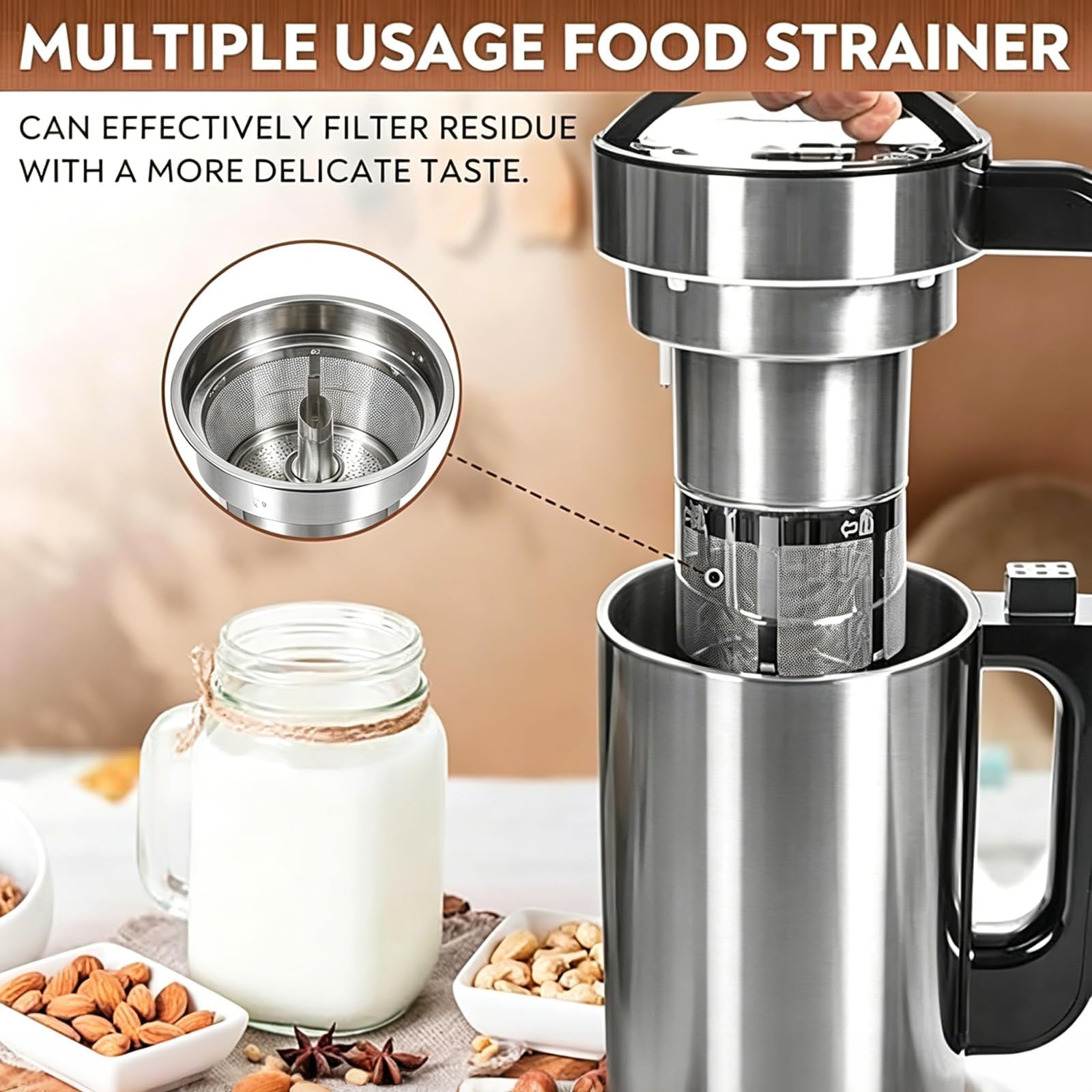 1.5L Noce Milk Maker, macchina del latte vegetale | Macchina automatica per latte di soia con filtro incorporato e autopulente, per avena di soia e mandorle