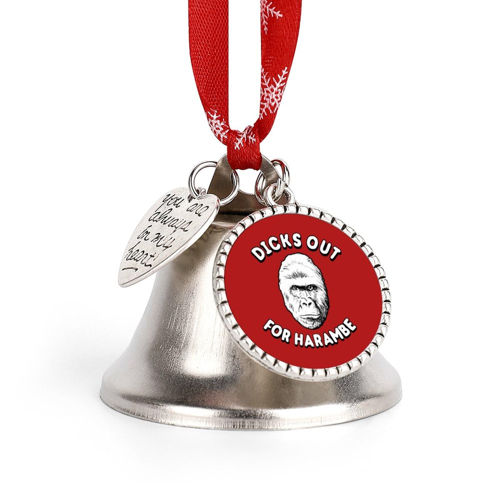 Dicks Out for Harambe Christmas Ornaments Hanging Door Bell Christmas Tree Decorations for Holiday Parties Love Bell