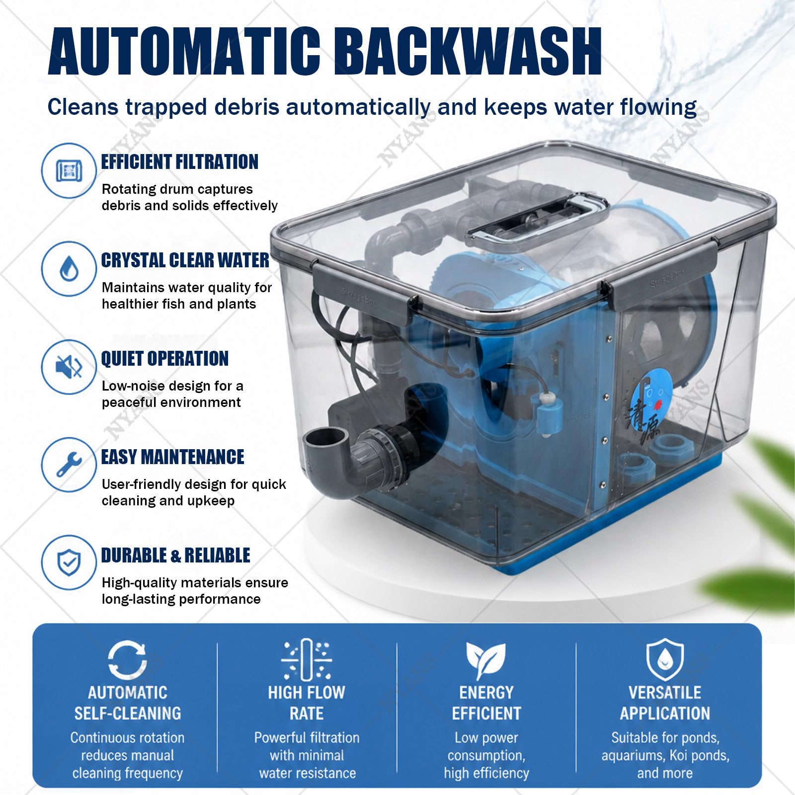 Filtr z Automatycznym Płukaniem Wstecznym, Cicha Praca M-10000L/H