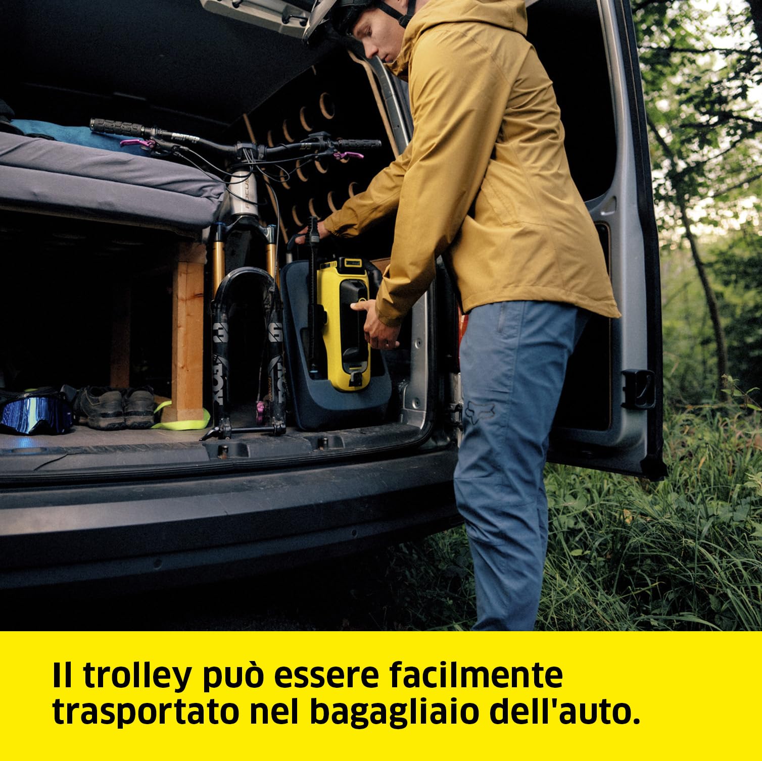 Kärcher Trolley serbatoio d'acqua mobile WT 12l, con grandi ruote e manico telescopico, completamente impermeabile, accessorio originale per idropulitrice a batteria a media pressione Kärcher OC 6-18