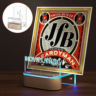 Now Playing Vinyl Record Stand, 7 Colors Record Holder, LED Now Spinning Record Stand, Acrylic Record Holder for Vinyl Album Display and Storage with 7 color Lights