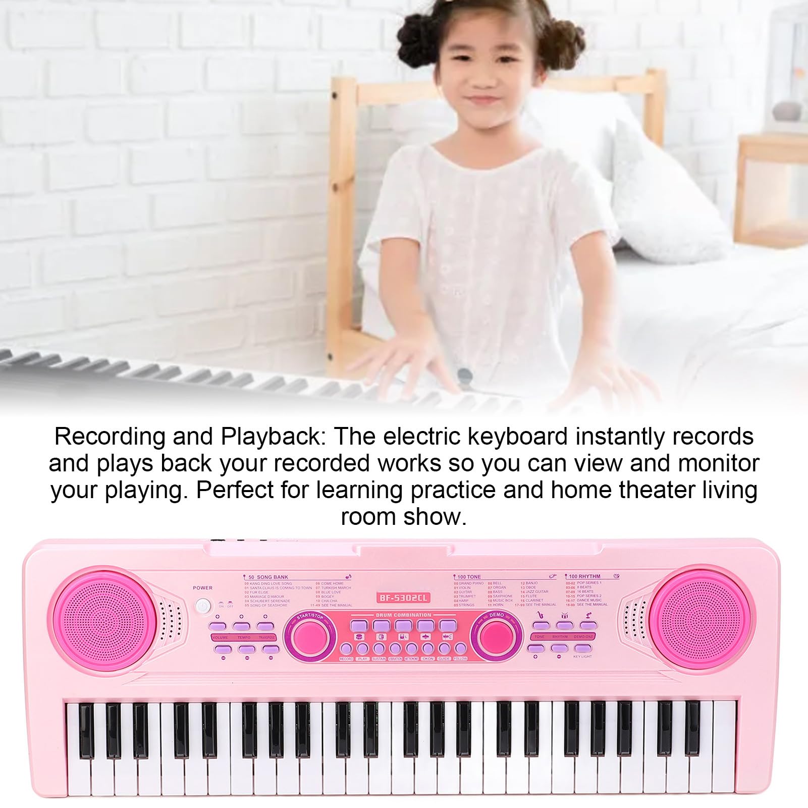 49 Keys Keys Klawiatura Piano 100 Rhythms Tones Dzieci Przenośne cyfrowe instrumenty edukacyjne fortepianu dla dziewcząt chłopcy z mikrofonem