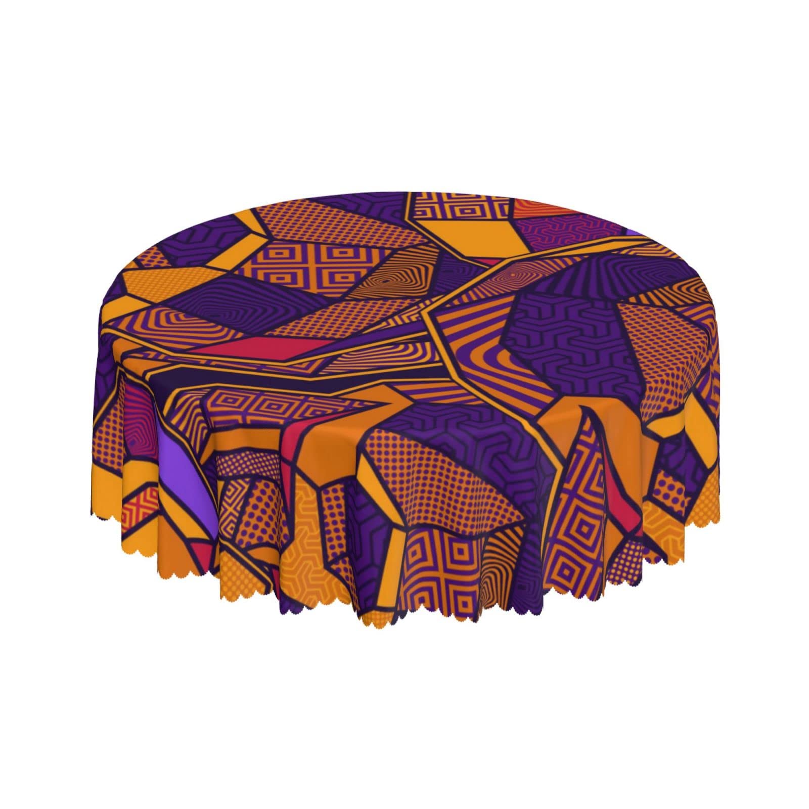 Lsjuee Polygon Skull Geometry Round Tablecloth 60 Inch Printed Washable Tablecloth for Dining Party Holiday Fall Home Decorative