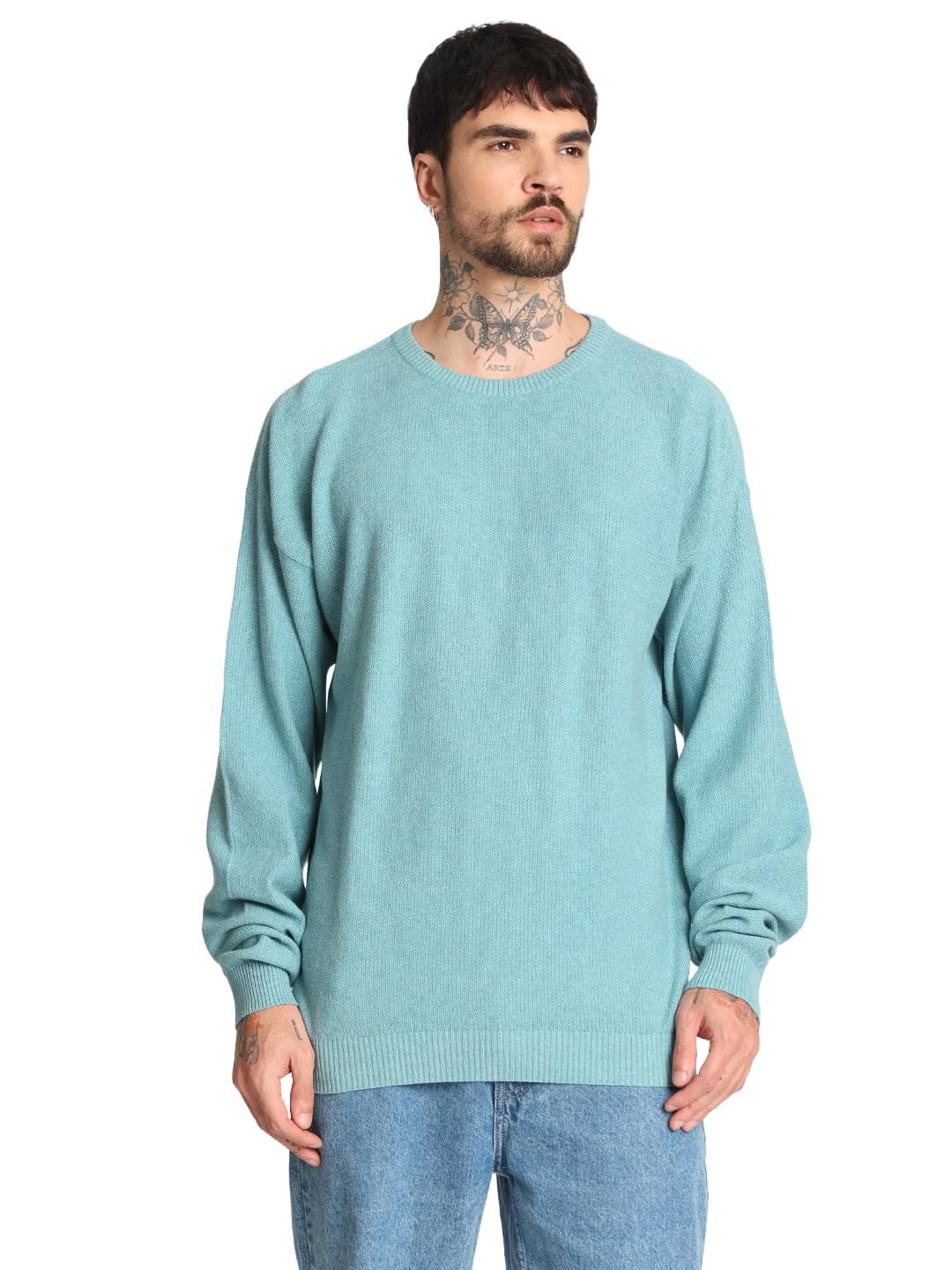 amazon brand - inkast Men's Solid Polyester Sweater | Crew Neck | Full Sleeves | Regular Fit | (KOMEF1034R-FK0076-C465_Blue_L)-picture-24
