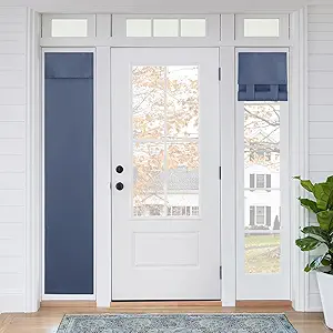 RYB HOME Room Darkening Entry Door Side Curtains, Privacy Window Curtains Thermal Insulate Covering for Patio/Glass/Front Door, 12 inch x 69 inches, Stone Blue, 1 Panel