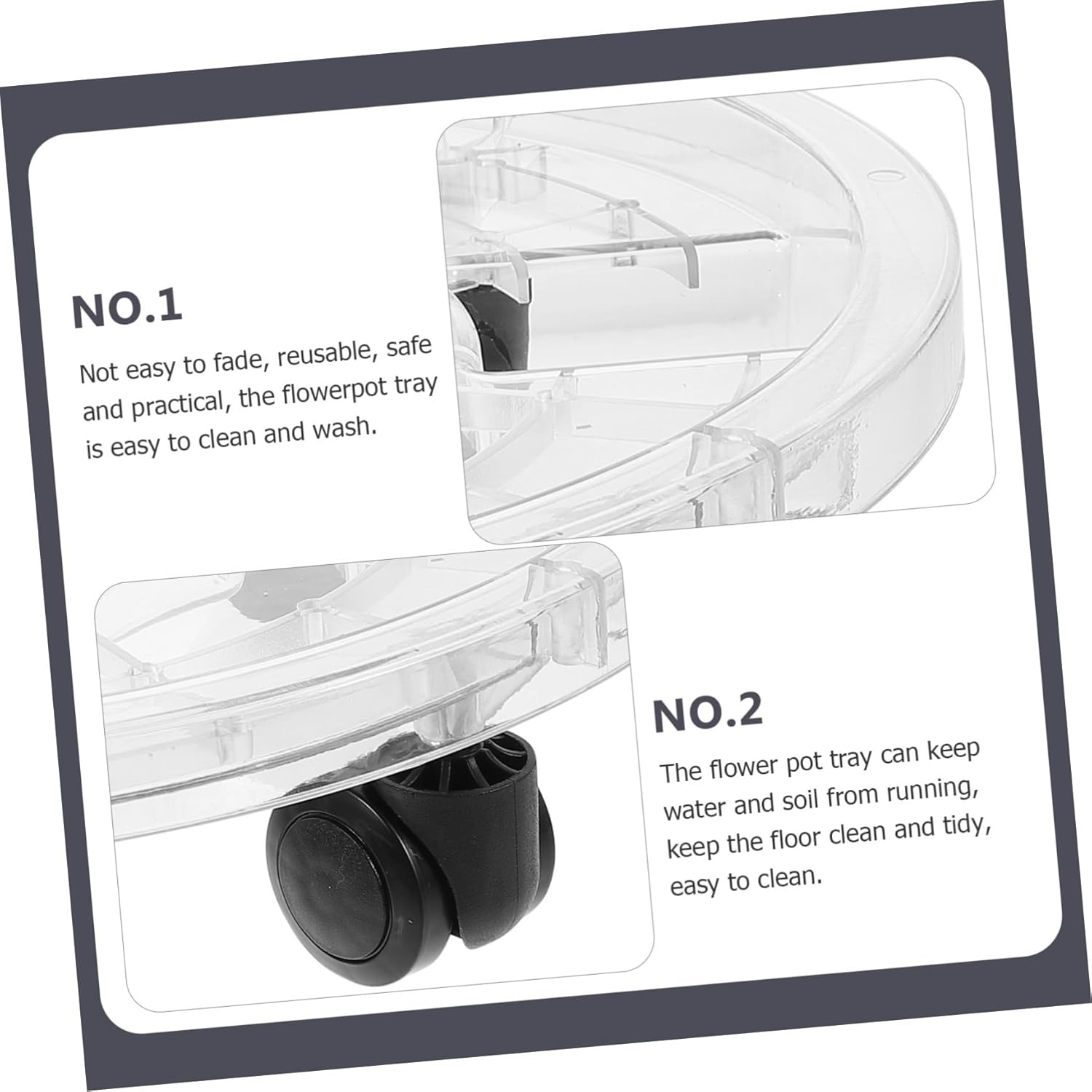 balacoo Flower Pot Plate Saucer with Wheels Rolling Plant Stand for Home Plant with Casters Sturdy and Easy to Clean