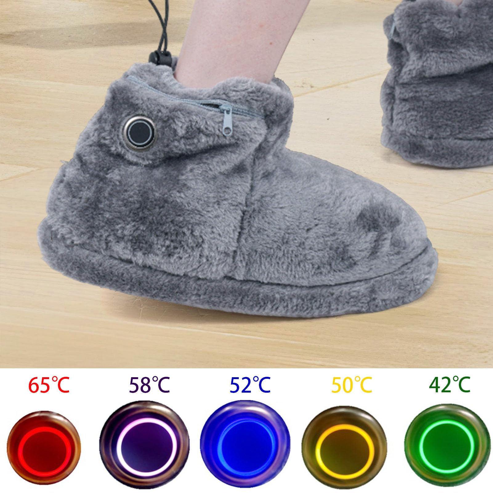 Erhitzte Stiefel, Nicht Schlauheizte Slipper mit 5Temperatureinstellungen, Elektrische Heizpantoffeln, Warm und Gemütlich, Baumwollfutter, 4,72X7,09X 12,2 Zoll,die Füße Warm Halten