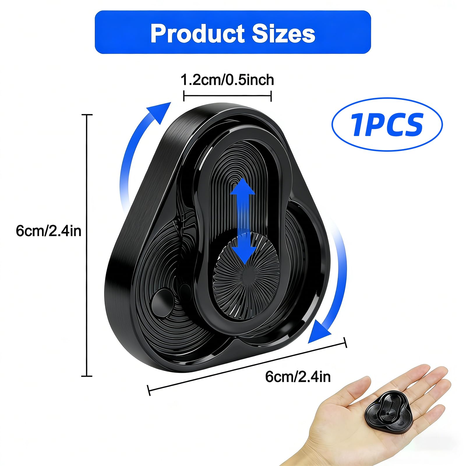 Magnetic Metal Fidget Toy for Adults Black Triangular Spinner Slider for ADHD Stress Relief, Anxiety, Office Desk Toy - Image 2