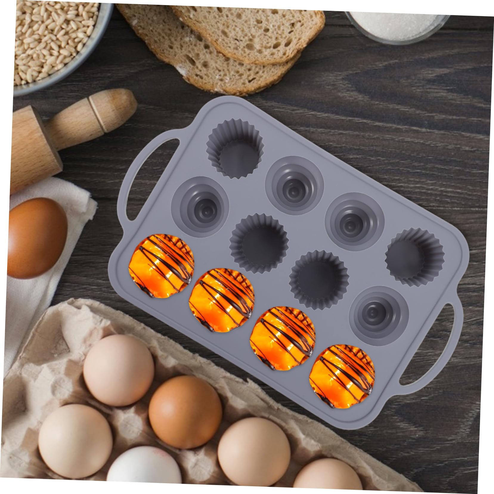 COLLBATH Silikon Backformen Mit Mulden Für Cupcakes Und Schokoladeherstellung Lebensmittelecht Mit Edelstahl-innenseite Für Einfaches Entformen Und Stabile Handhabung