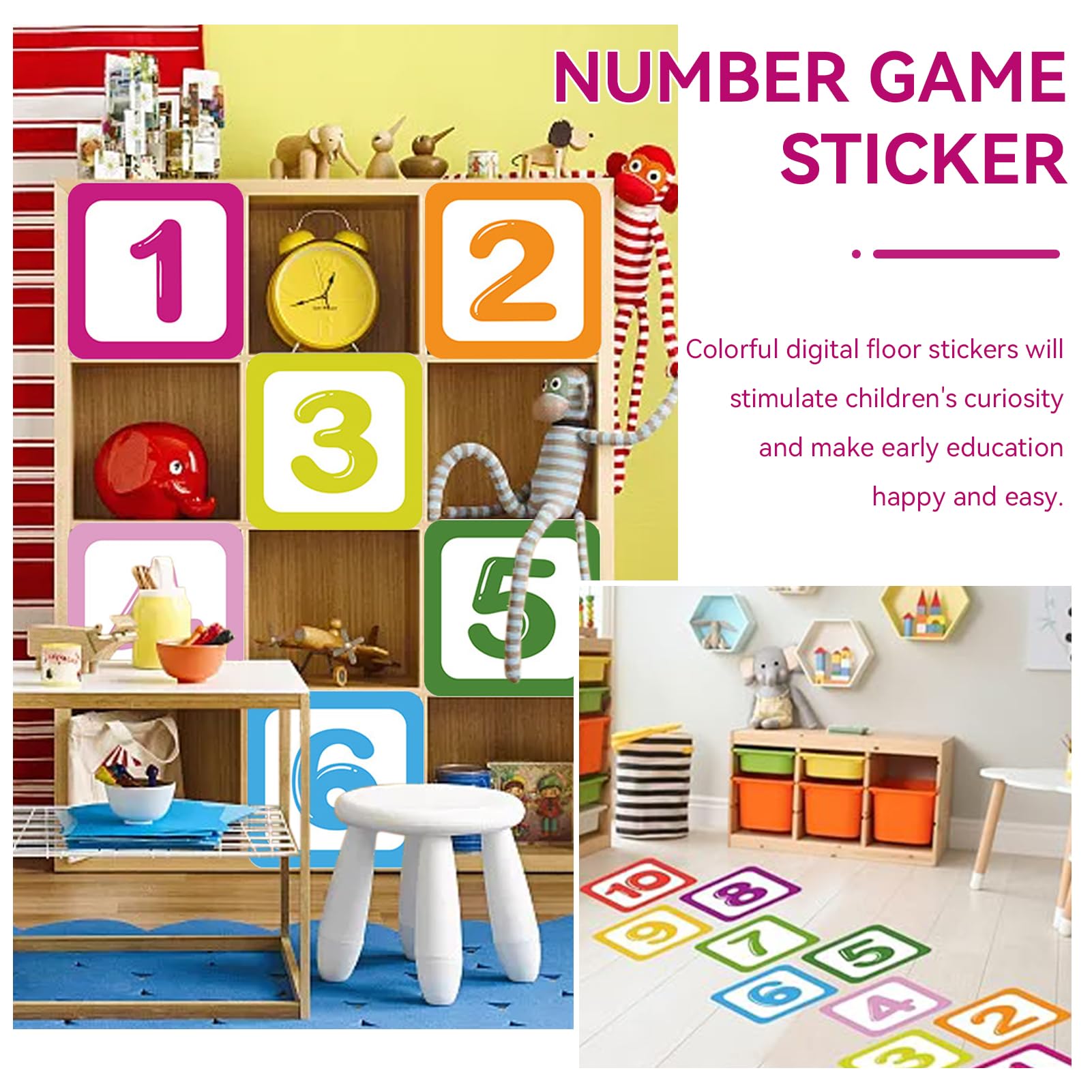 10 Numeri Adesivi per Pavimenti Gioco Della Campana, Adesivi Murali per Giochi di Campana Fai-da-Te Decalcomanie per Decorazioni per Carta da Parati Colorate per la Cameretta dei Bambini in Aula
