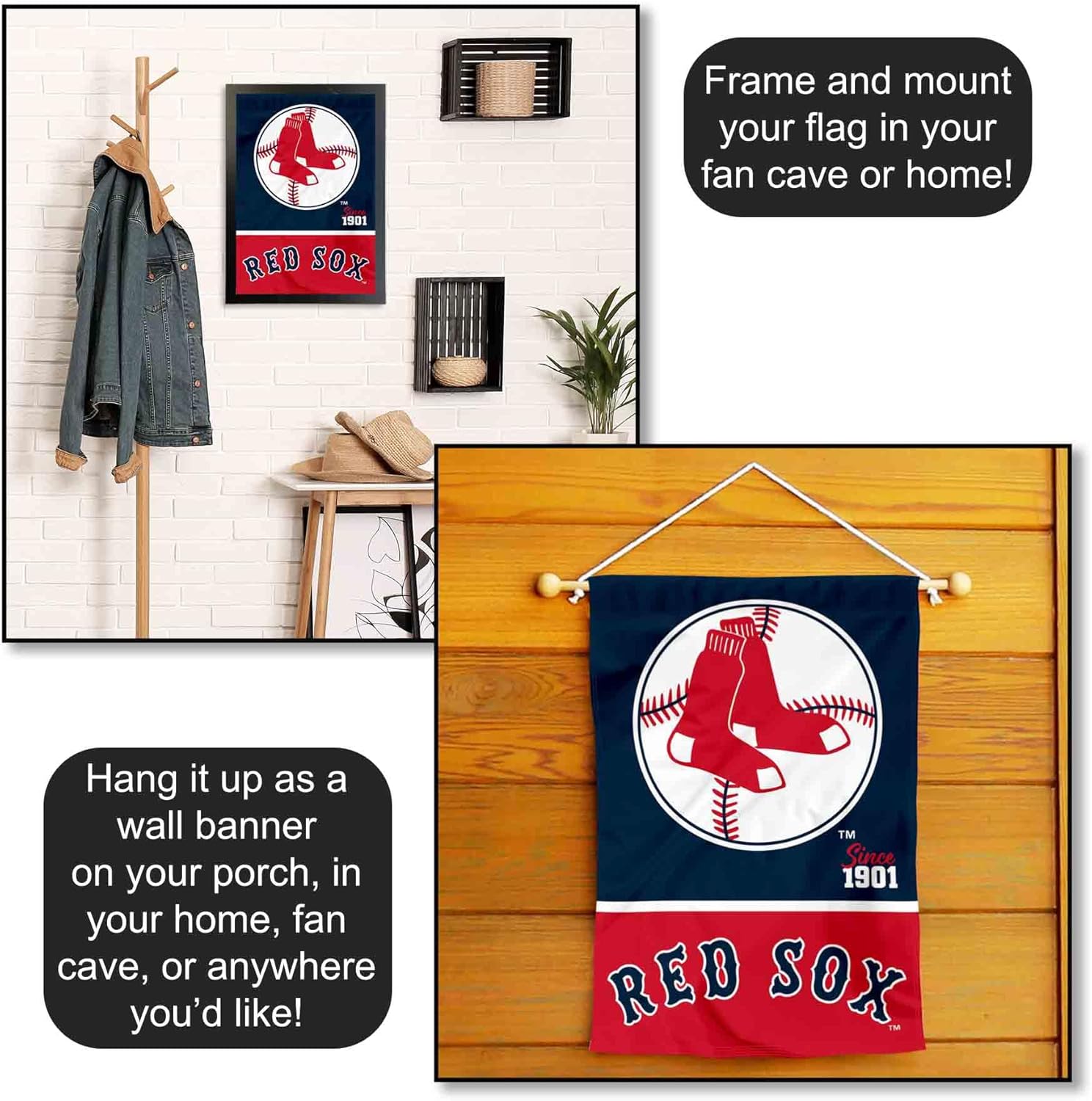 WinCraft Boston Red Sox Retro Vintage Throwback Double Sided Garden Flag - Image 5