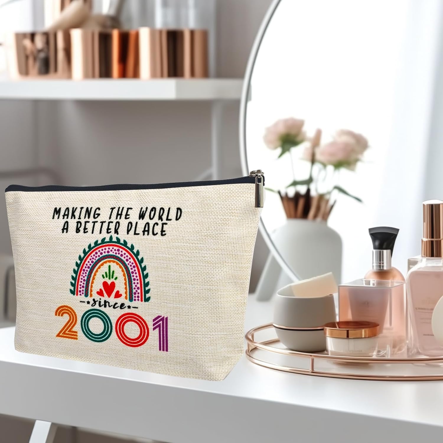 25th Birthday Gifts for Her Makeup Bags, 2001 Happy 25th Birthday Decorations for Women Her, 25 Year Old Gifts Ideas for Daughter, Sister, BFF, Female, Teenage Girls, Cosmetic Travel Pouch - Image 6