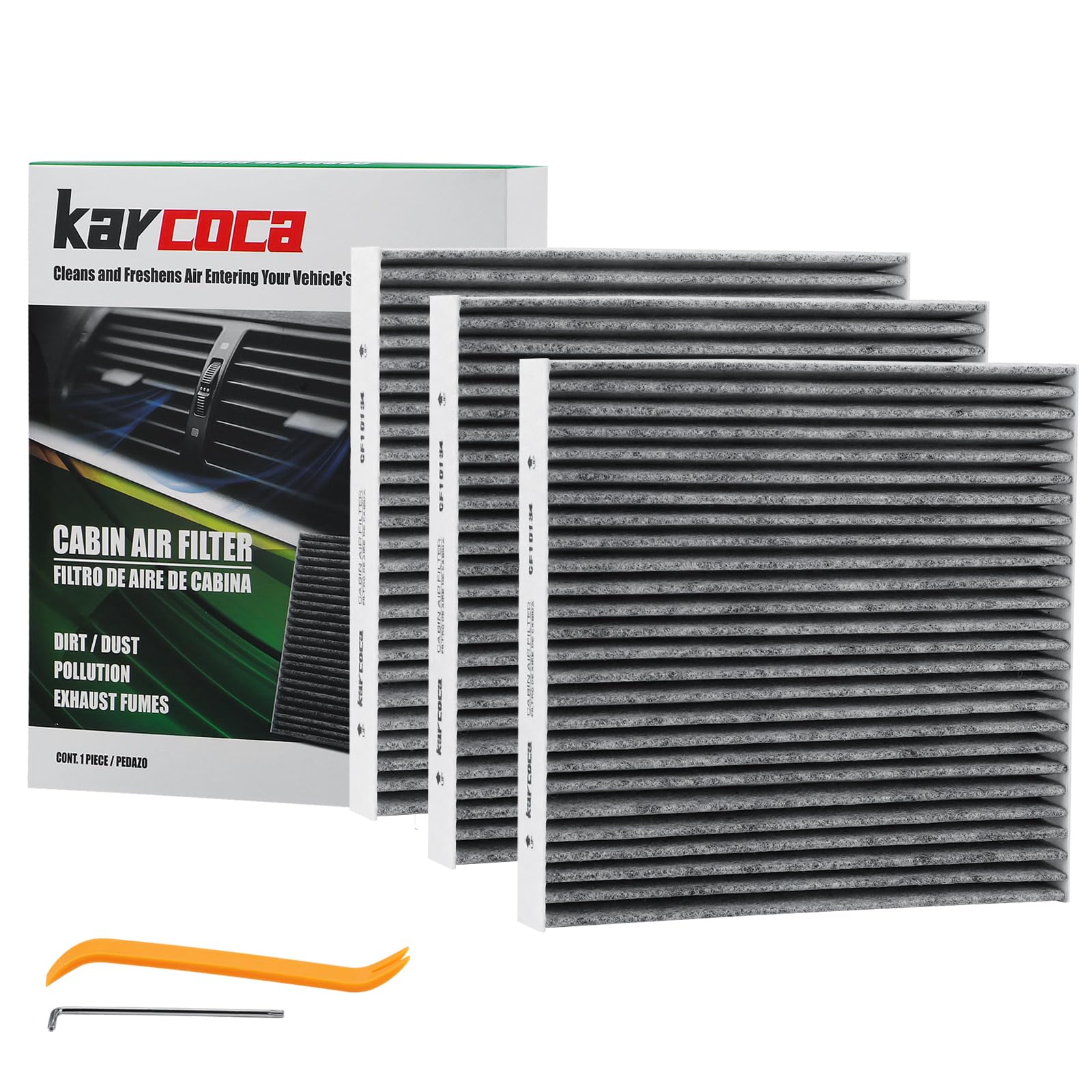 CF10285 Cabin Air Filter With Activated Carbon For Camry, Corolla, Highlander, Tundra, RAV4, 4Runner, Sienna, RX350 Cabin Filter(3pack)