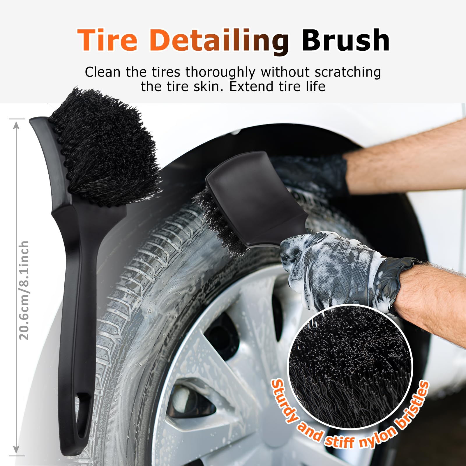 Kit Pulizia Auto 13 Pezzi - Pennelli Per Interni, Motore, Pneumatici E Fessure - Foto 5