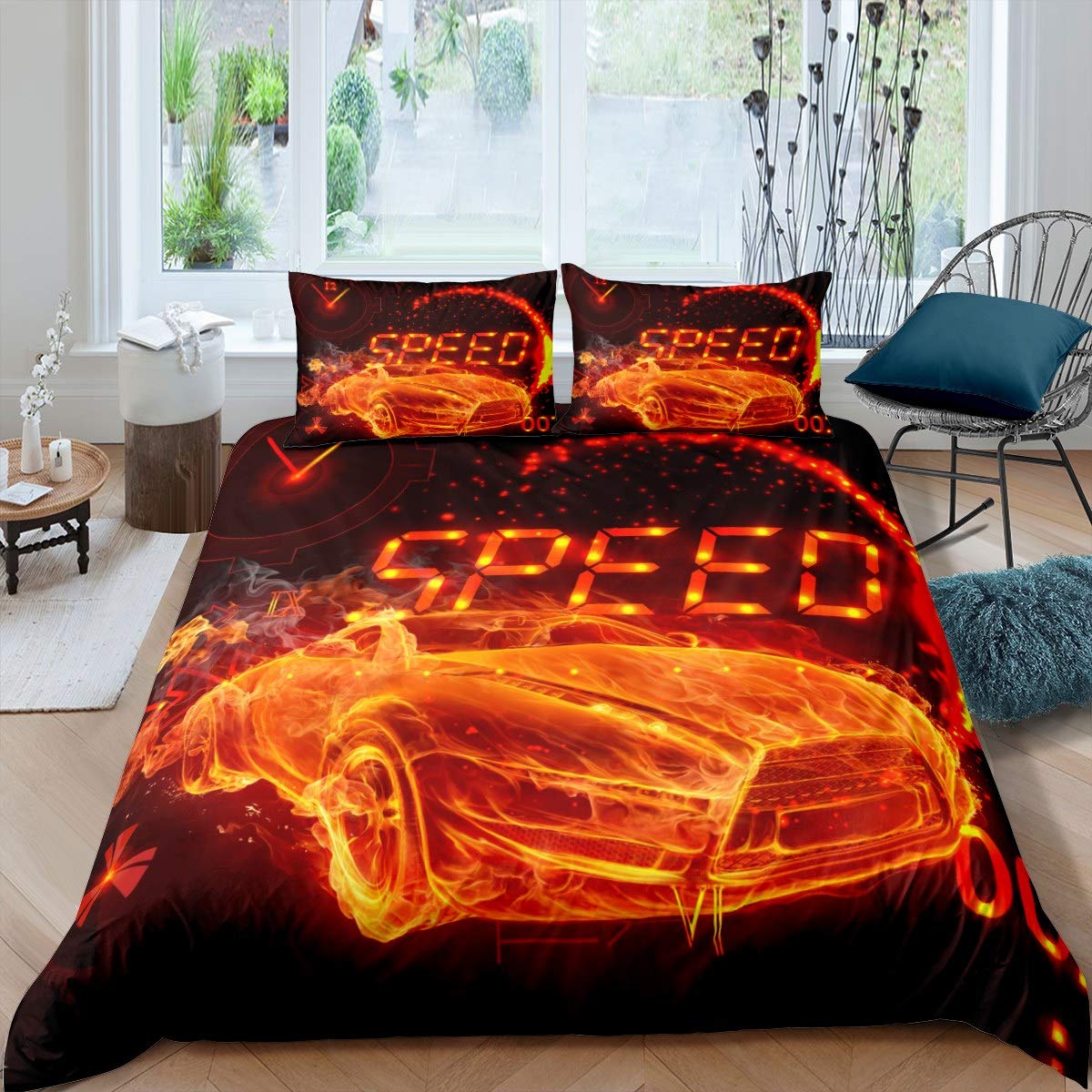 Parure de lit race car housse de couette résistante et douce pour retrouver le plaisir du coucher