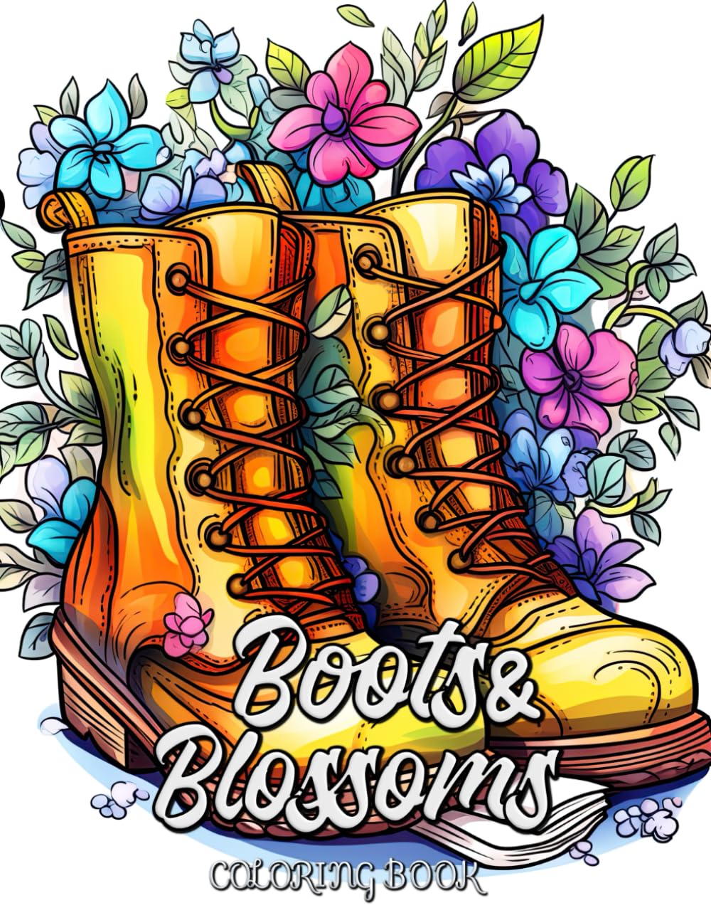 Livre de coloriage fleurs et bottes pour se détendre le soir