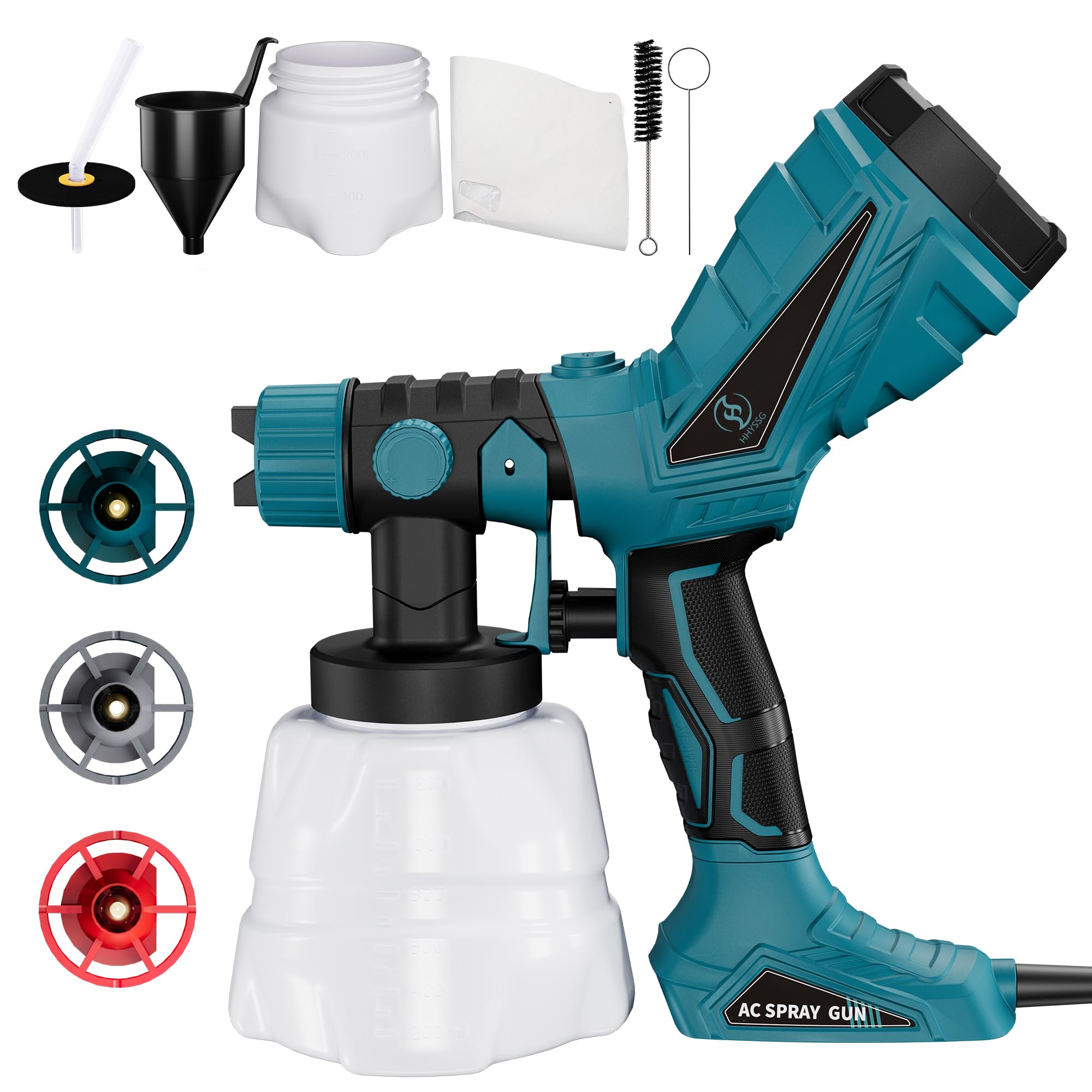 Kit de Pistolet à Peinture Electrique de 600 W, avec Réservoir de 1,2 L, 3 Buses et 3 Modes de Pulvérisation. Convient pour Les Meubles, Les Murs, Les Clôtures et Les Projets de Bricolage.