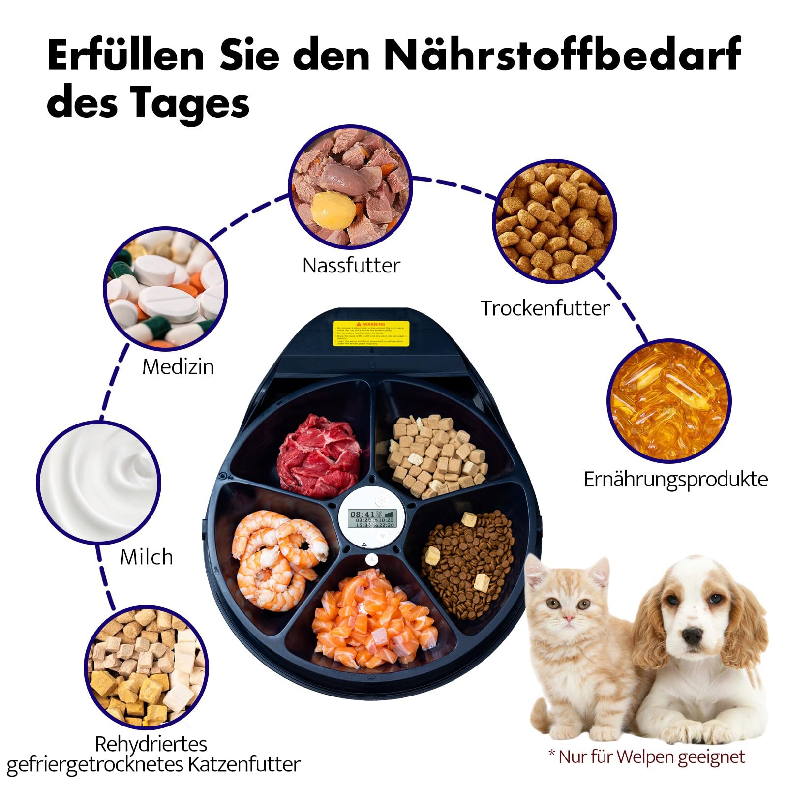 UBPET F10 Distributeur automatique de nourriture pour chat avec refroidissement, refroidissement à semi-conducteurs, fonction de minuterie Distributeur automatique de nourriture pour chat