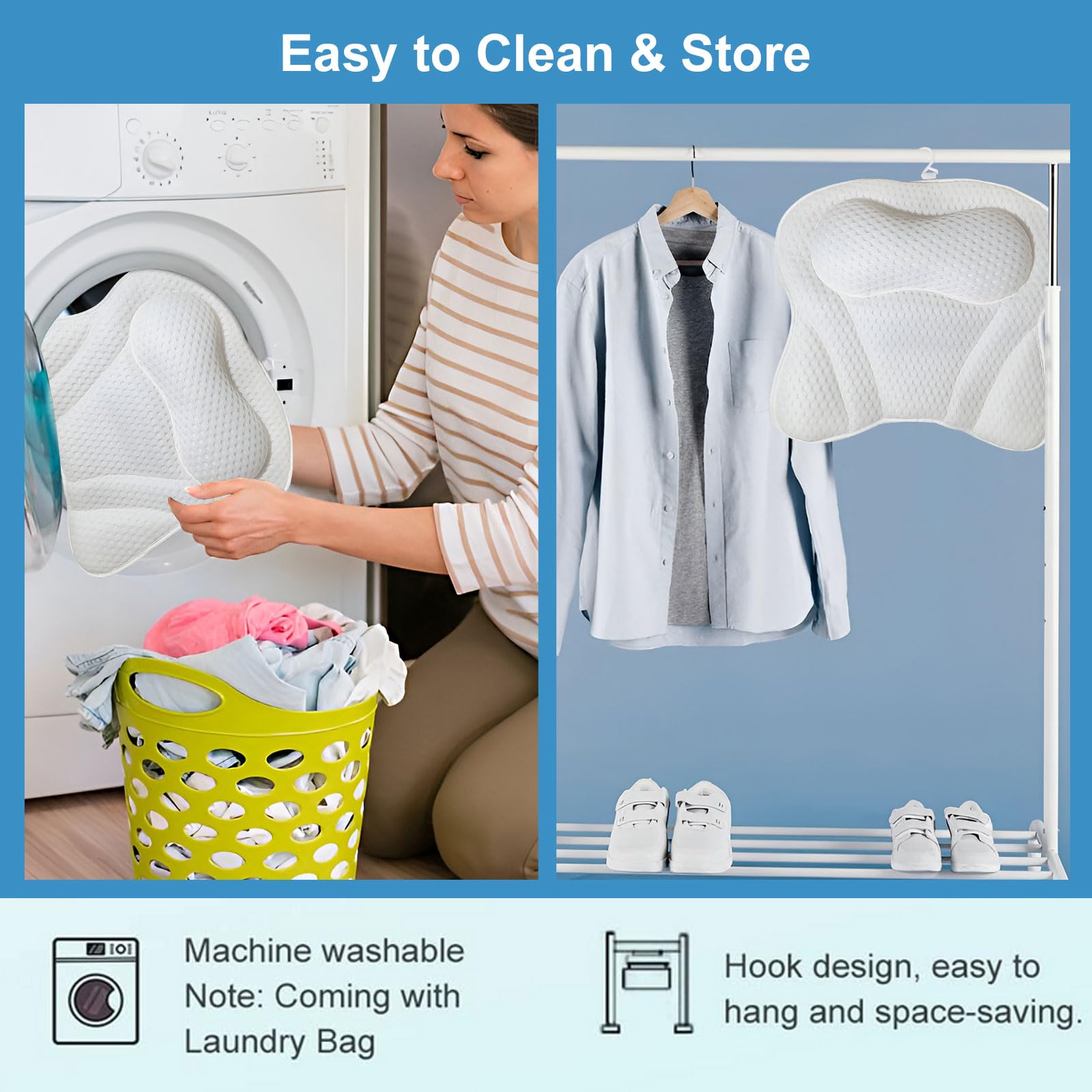 Oreiller De Bain Confort, Coussin De Baignoire En Maille 4D Respirant, Coussin Spa Avec Fortes Ventouses,pour Bain A Remous, Accueil Spa