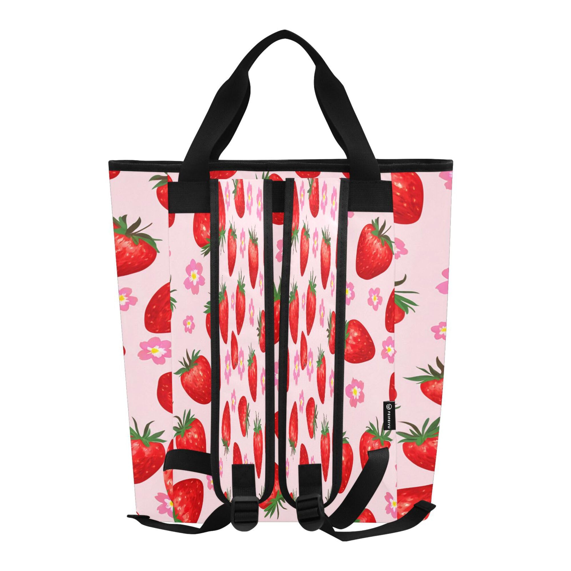 PYBUG Strawberry Reusable Insulated Backpack 36 Cans,Large Leakproof Portable Cooler Tote Organizer for Office Picnic Hiking Beach BBQ
