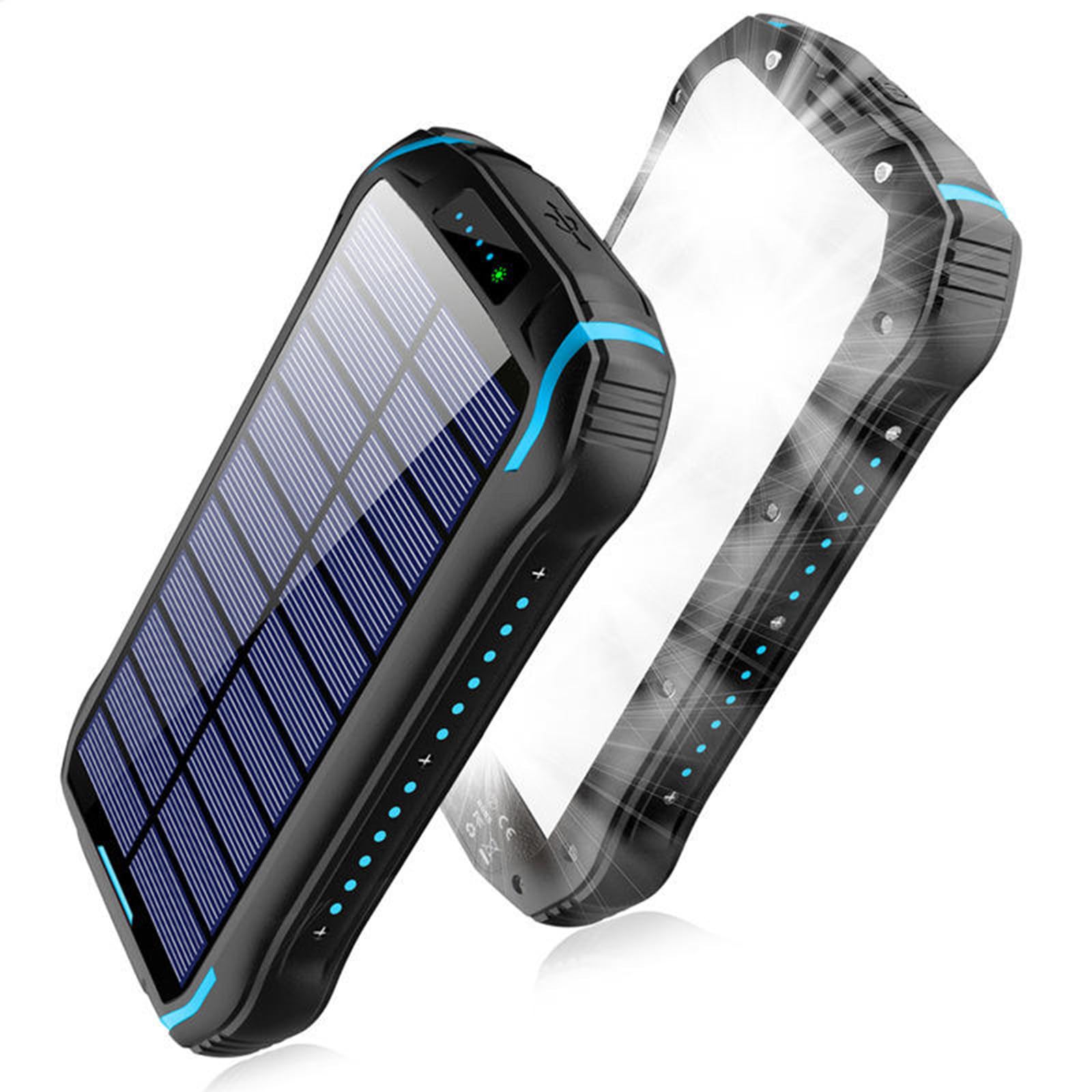 Power Bank Multifunzionale Impermeabile all'aperto 26800mAh PD18W Power Bank Solare a Carica Rapida con Torcia elettrica,Blue