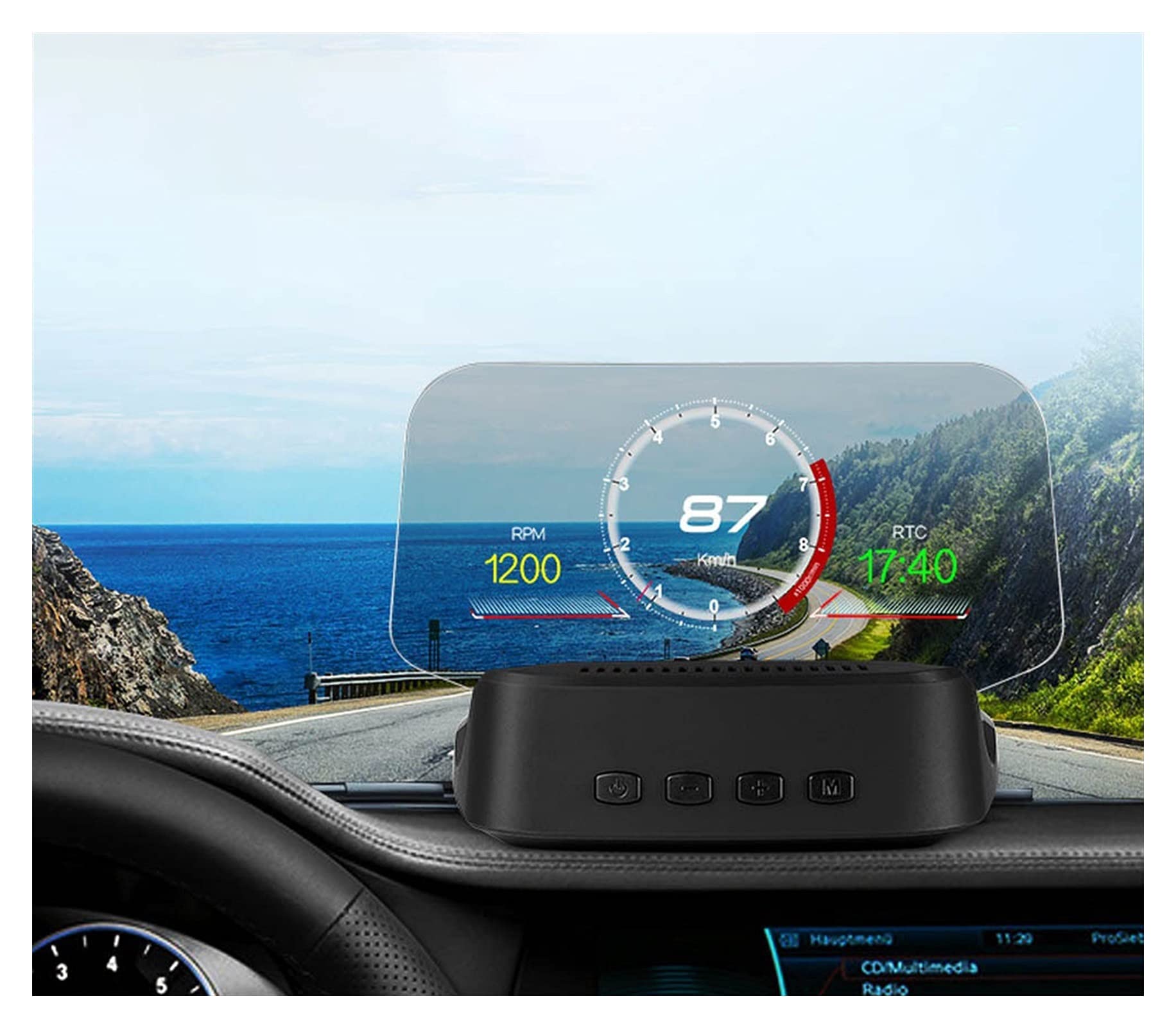 C2 Car HUD Head Up Display GPS Navigation OBD2 Scanner On-board Computer Bluetooth Speedometer Projection