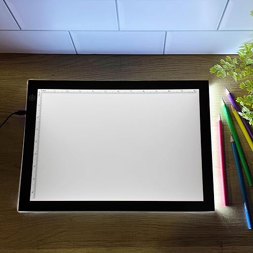 Miniatura 5 de ArtSkills Almohadilla de trazado iluminada caja de luz LED regulable A4 ultra fina para trazar y dibujar, tablero de luz de pintura de diamante