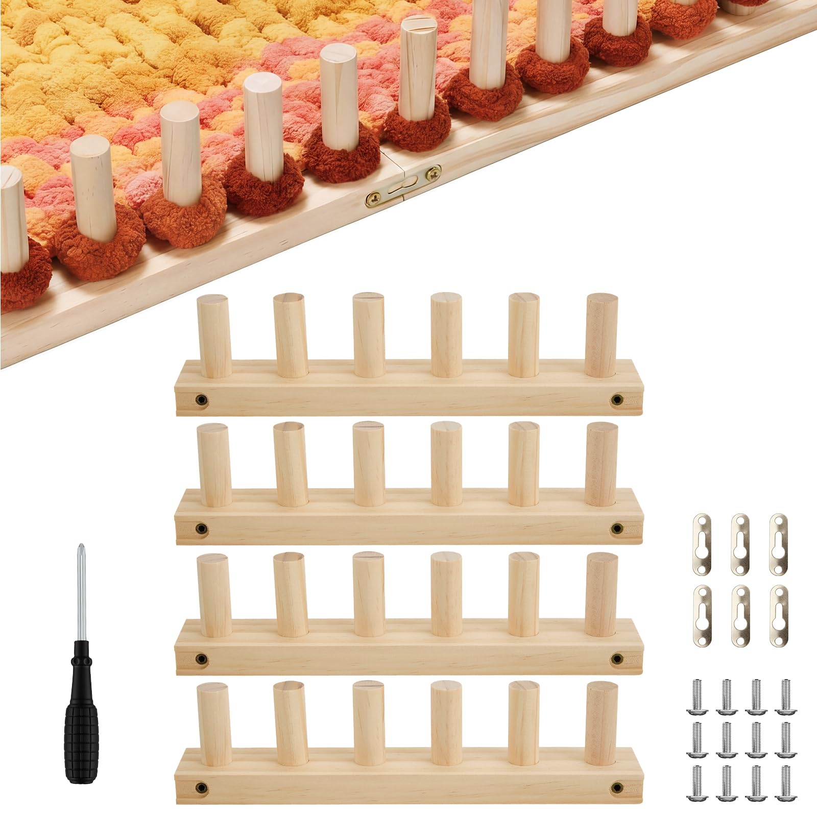 54" Chunky Knitting Blanket Loom, 4PCS Thick Solid Wooden Adjustable Weaving Loom for Chunky Yarn & Rope, Beginner-Friendly Hand Knitting Kit, DIY Craft Tools for Home Decor, Gift for Adults