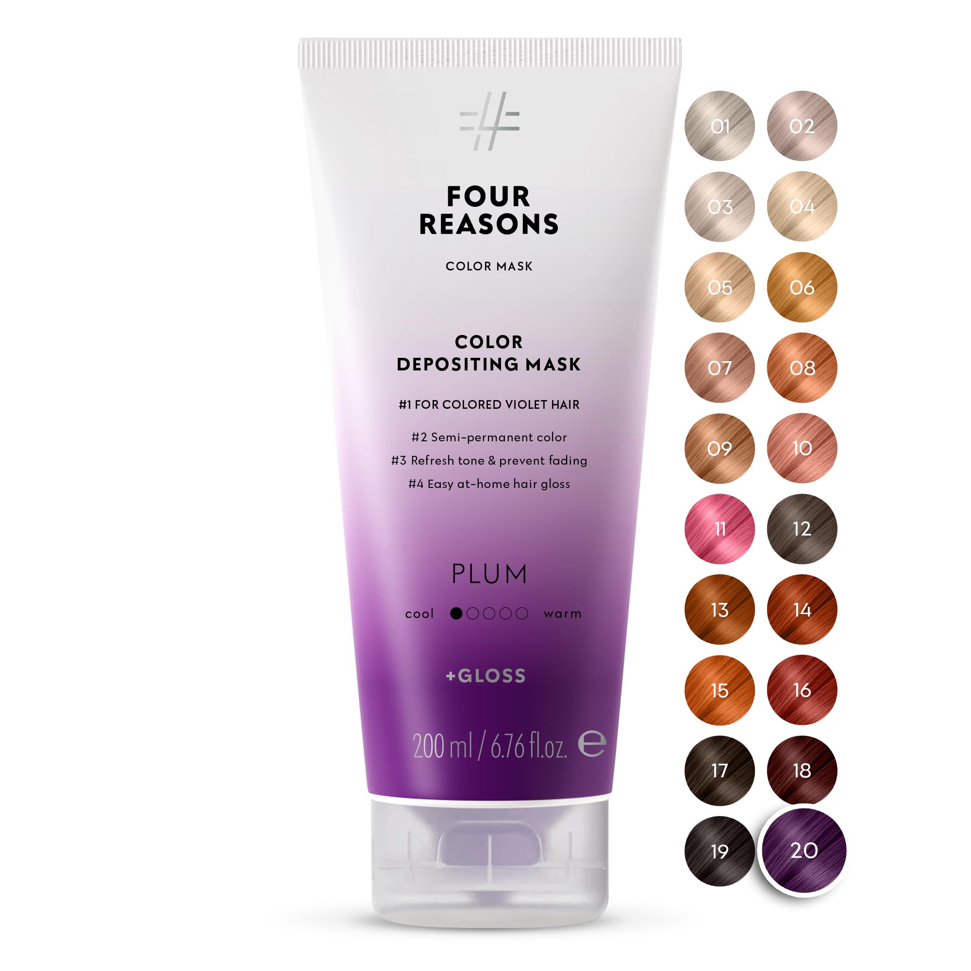 Color Mask - Plum - (27 Colors) Toning Treatment, Color Depositing Conditioner, Tone & Enhance Color-Treated Hair - Semi Permanent Hair Dye, Vegan and Cruelty-Free, 6.76 fl oz