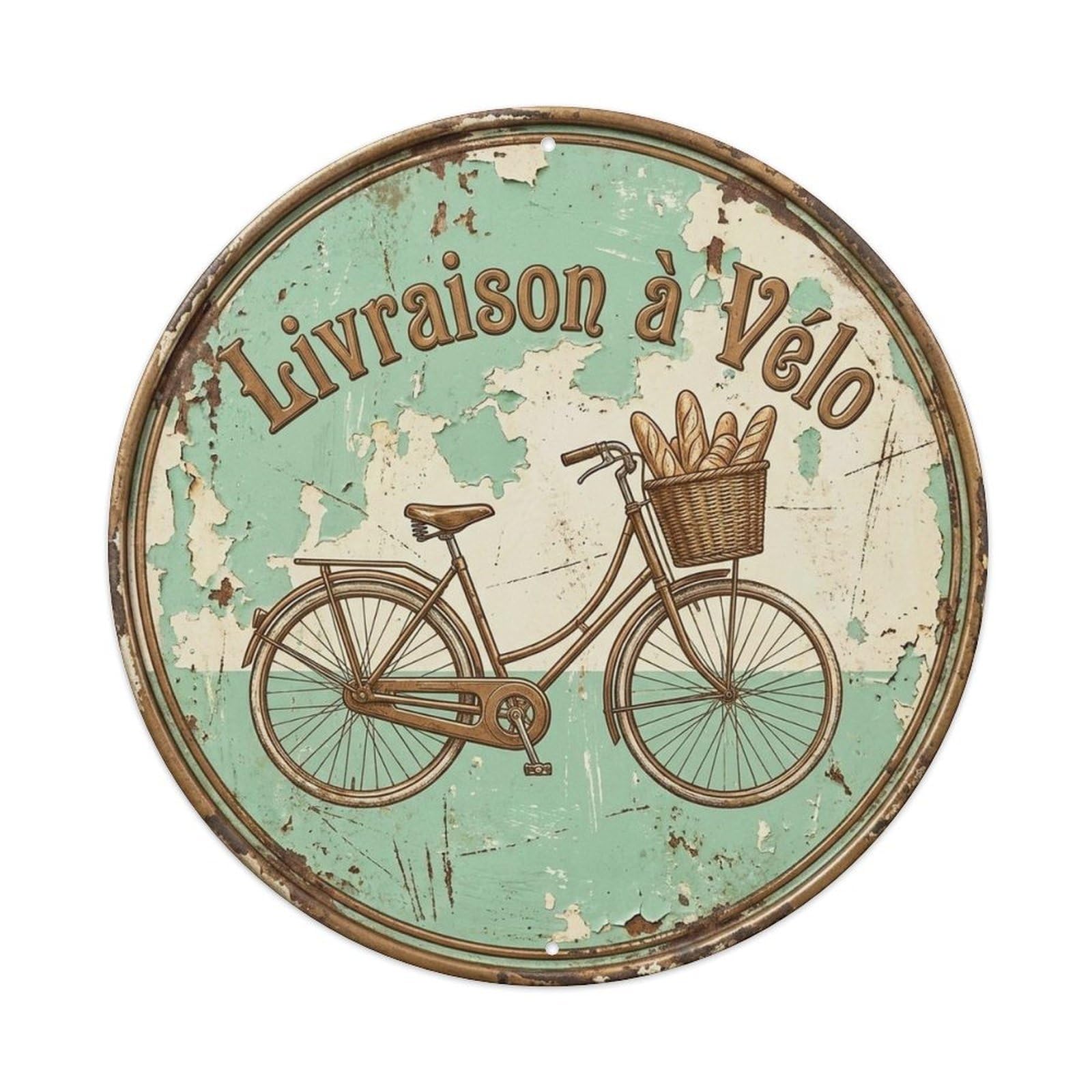 Pot Coffeehouse Moka Cafe Nostalgic Bicycle Espresso Metal Tin Sign Plaque Wall Decor for Cafe, Man Cave, Club Bar, Office, Home Garden Round Metal Poster 8x8Inch